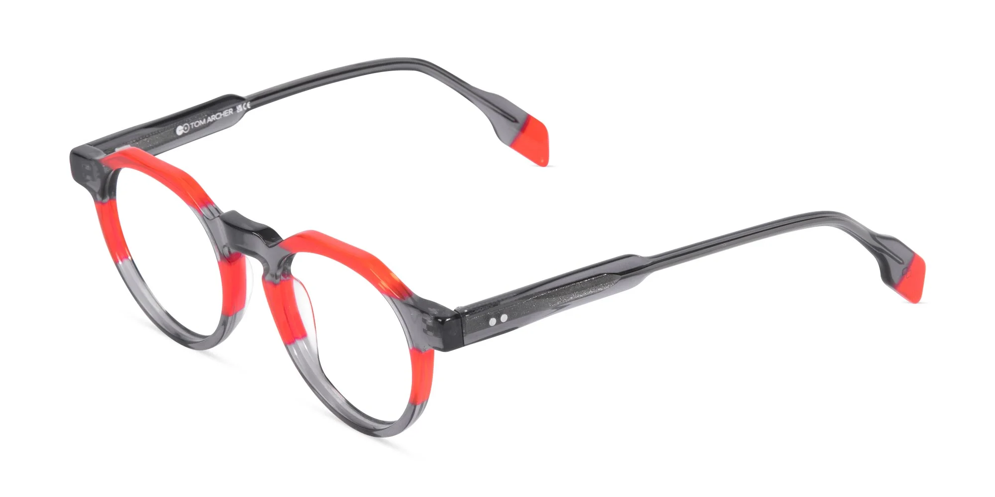 Charcoal Grey & Red Geometric Glasses-3