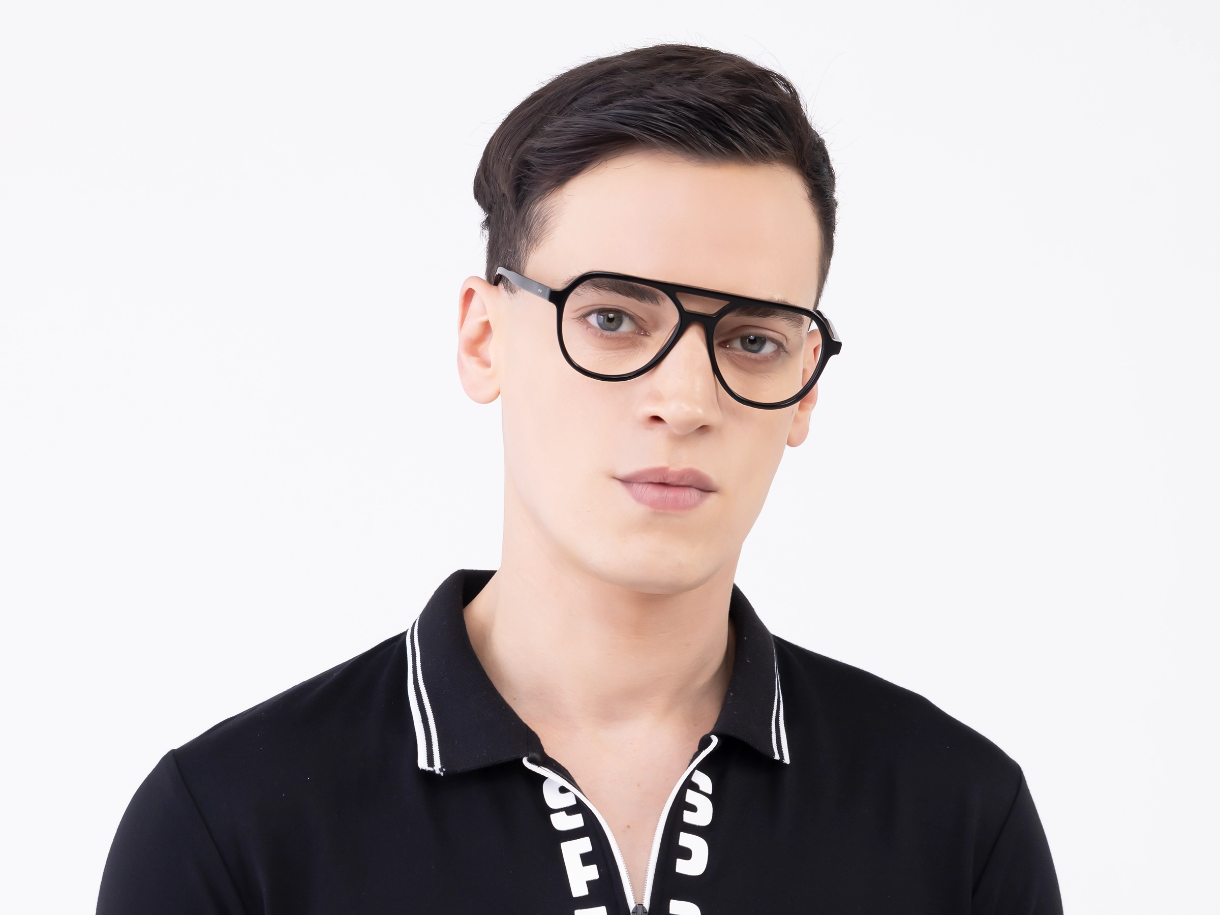 Black Acetate Pilot Eyeglasses