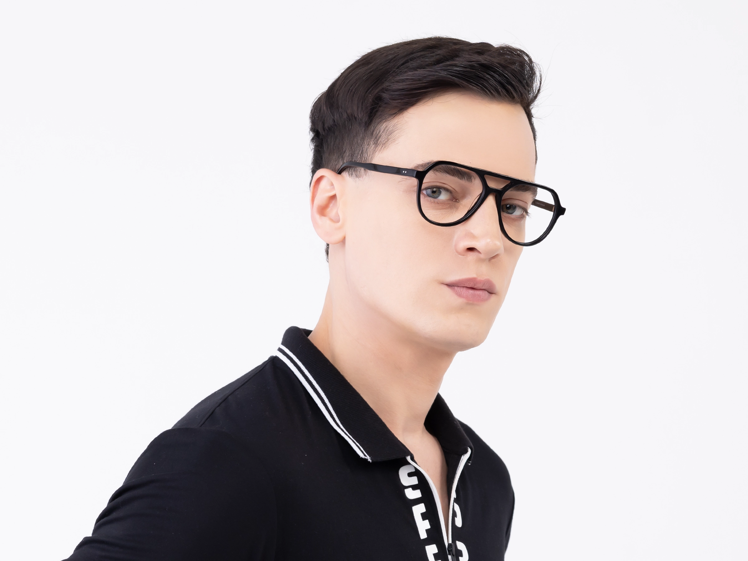 Black Acetate Pilot Eyeglasses
