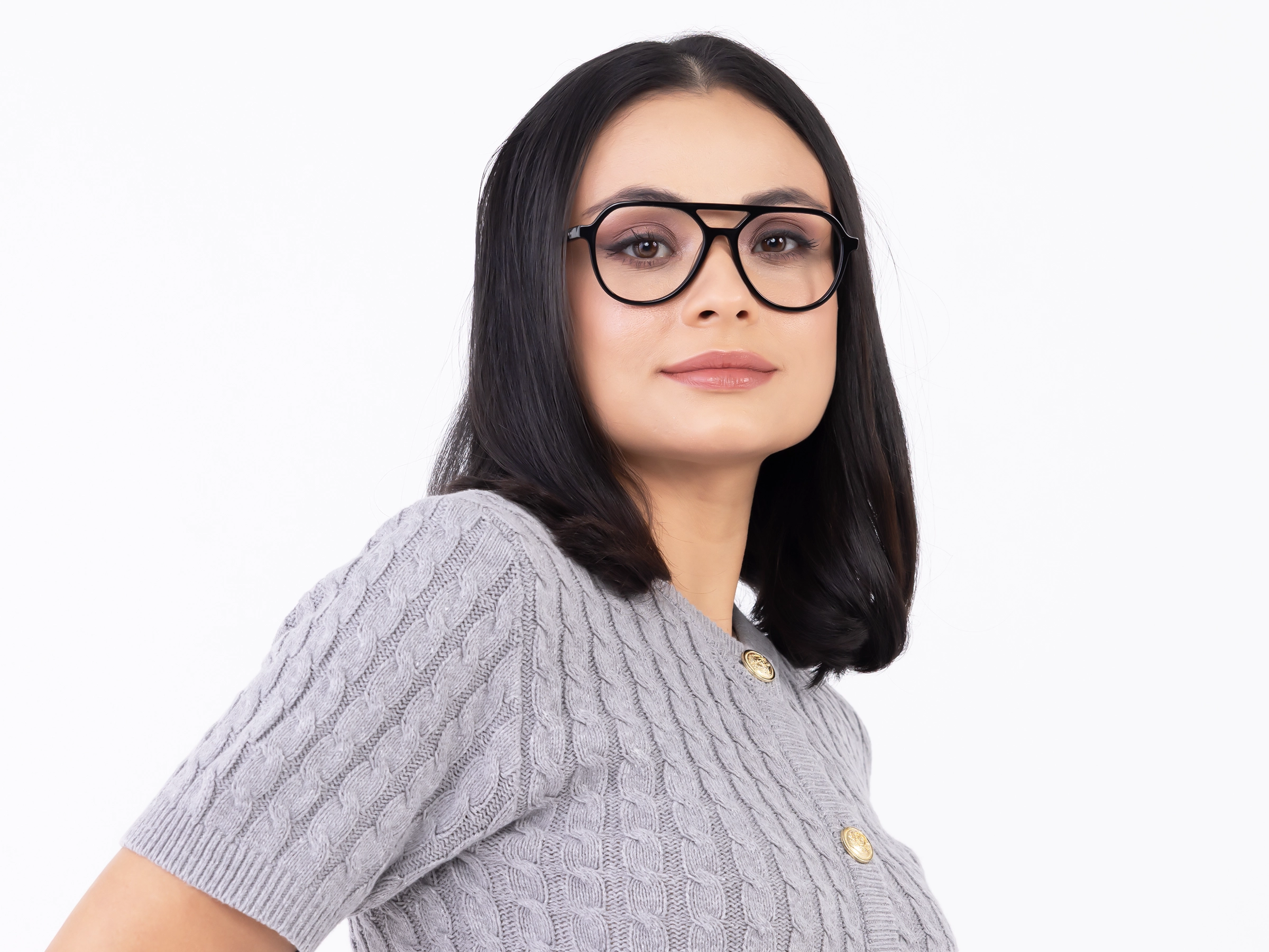 Black Acetate Pilot Eyeglasses