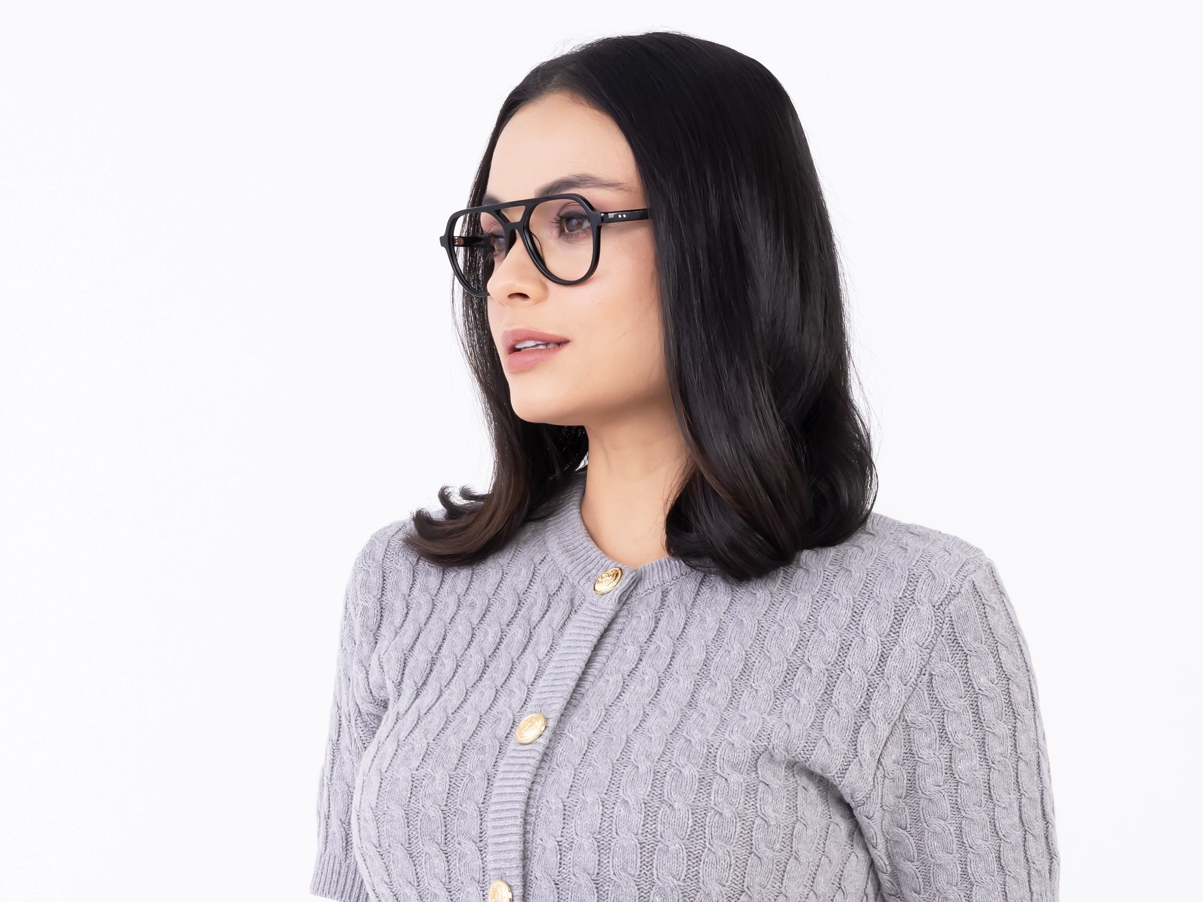 Black Acetate Pilot Eyeglasses