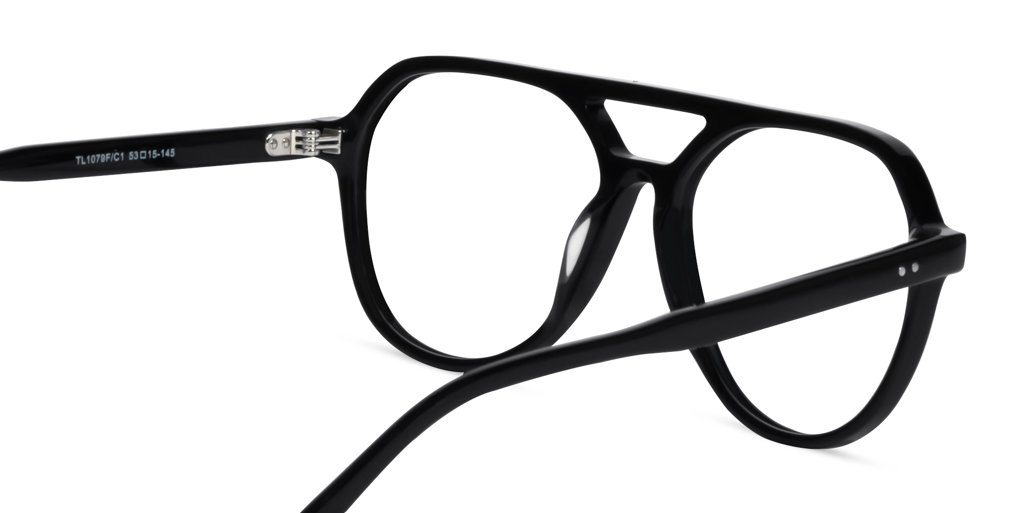 Black Acetate Pilot Eyeglasses-5