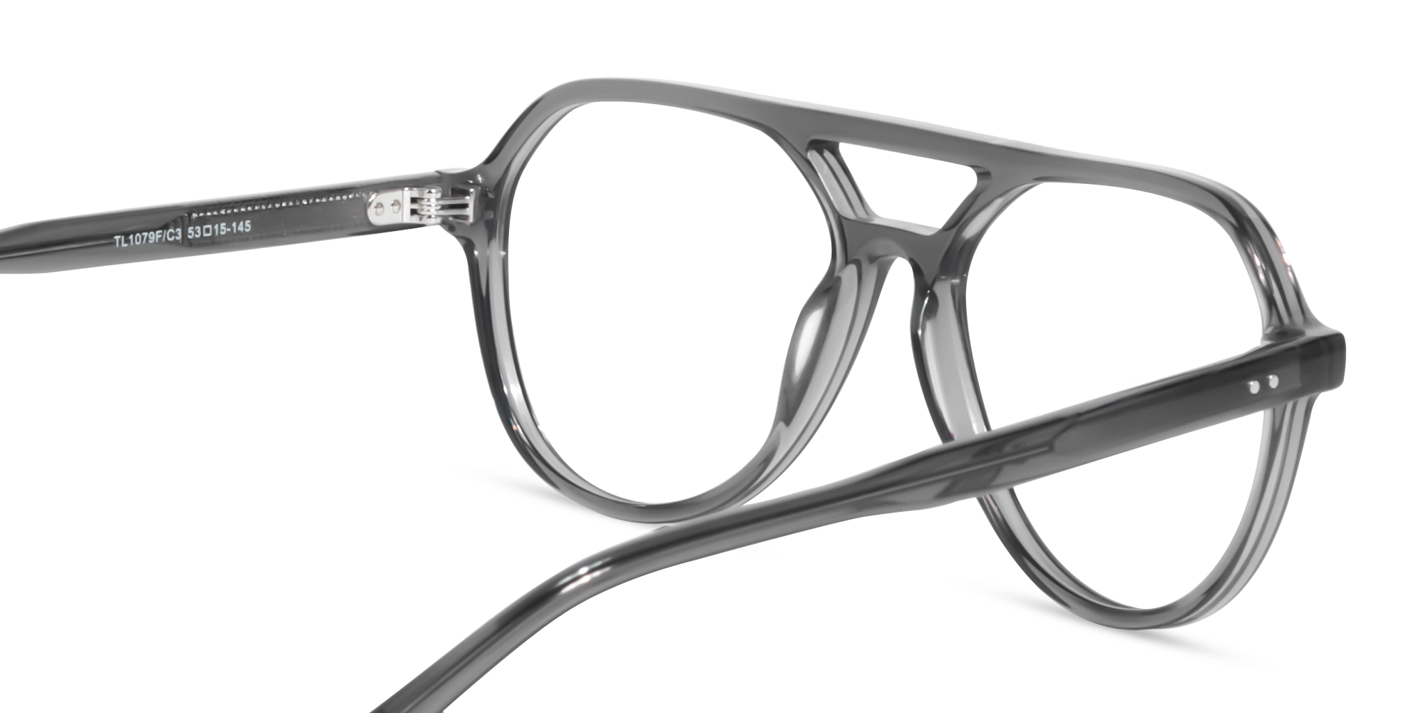 Crystal Grey Pilot Double Bridge Glasses-5
