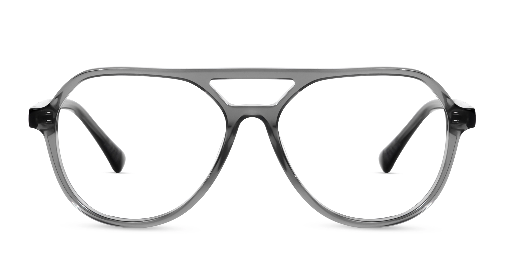 Crystal Grey Pilot Double Bridge Glasses-1