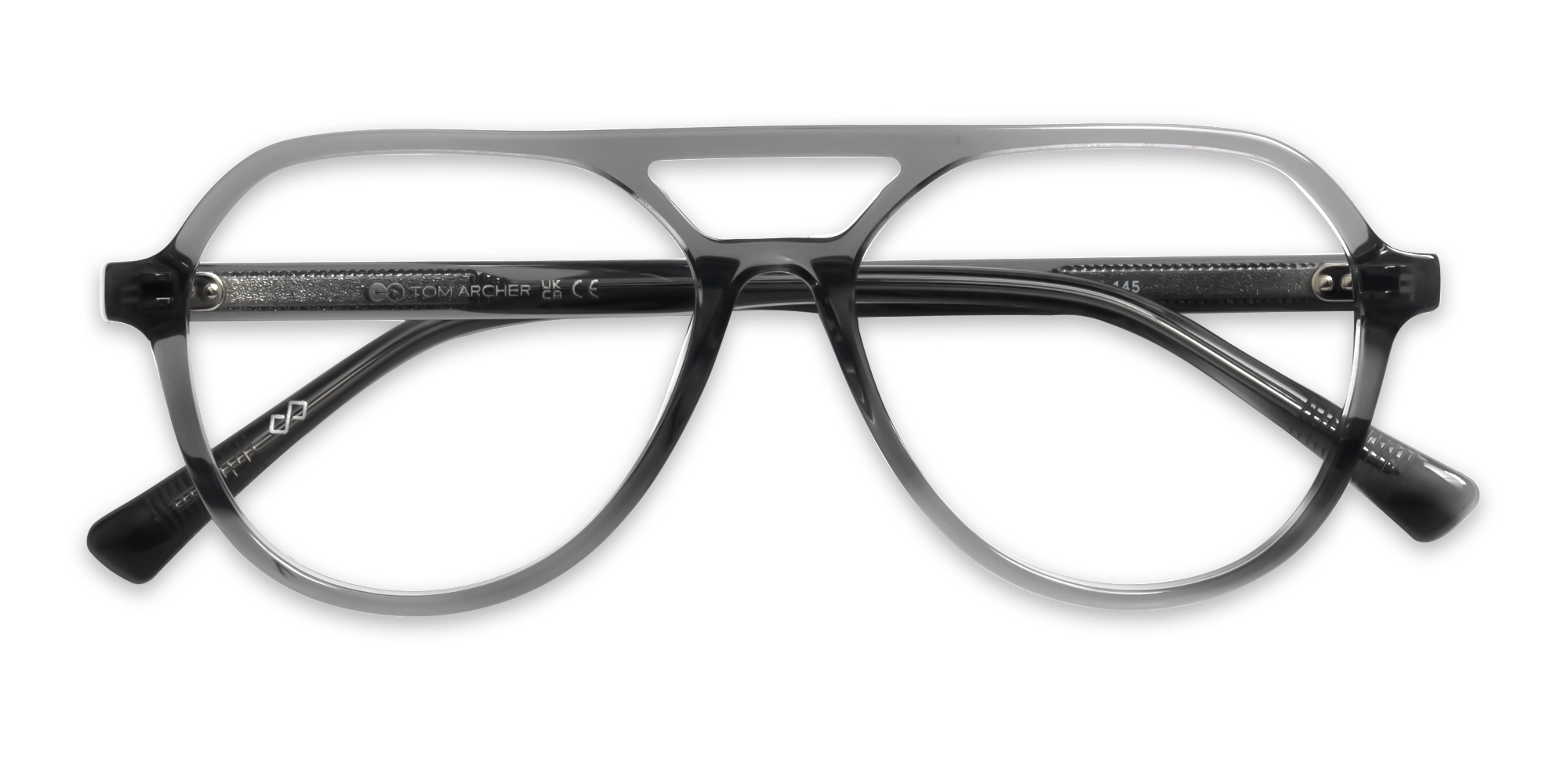 Crystal Grey Pilot Double Bridge Glasses-6