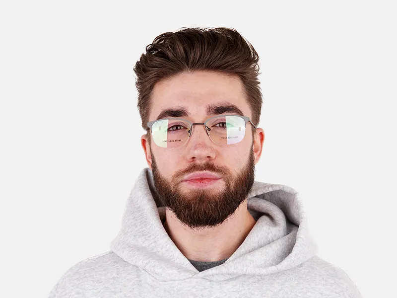 rectangular gunmetal half-rim-glasses frames-2