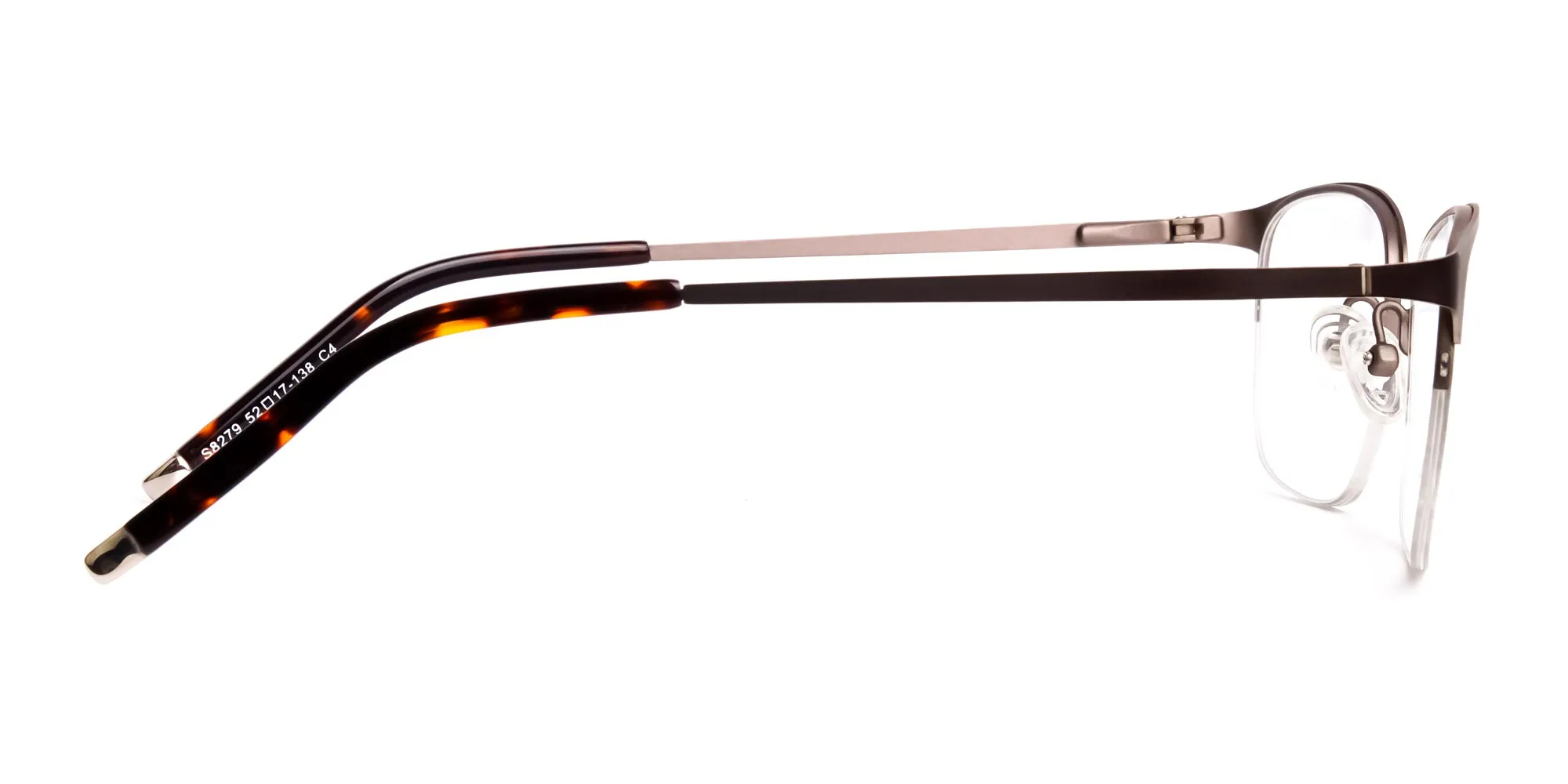 matte brown half rim rectangular glasses frames-2