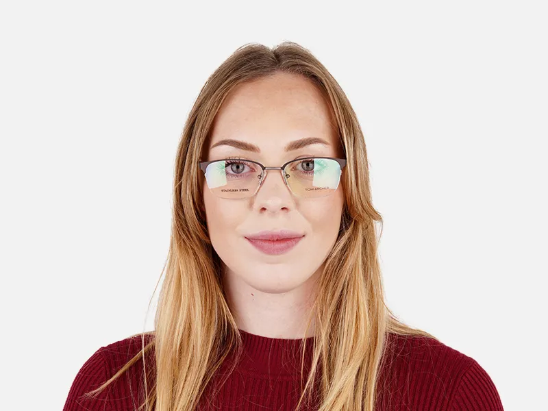 matte brown half rim rectangular glasses frames-2