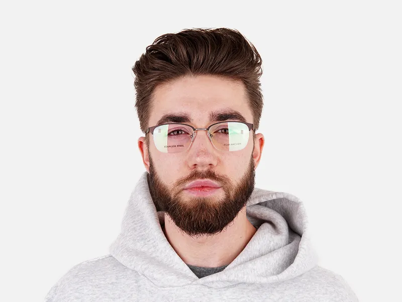 matte brown half rim rectangular glasses frames-2