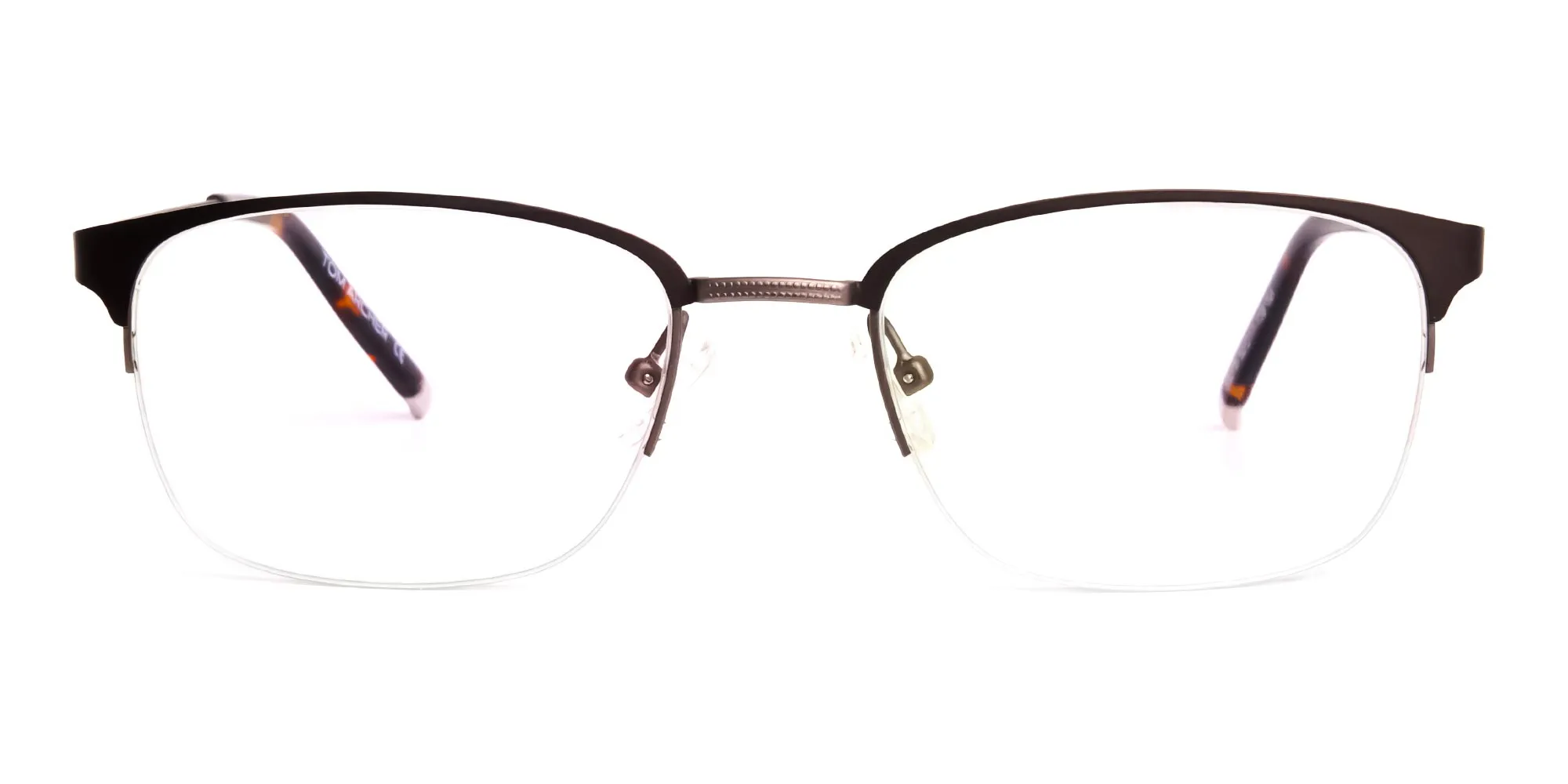 matte brown half rim rectangular glasses frames-2