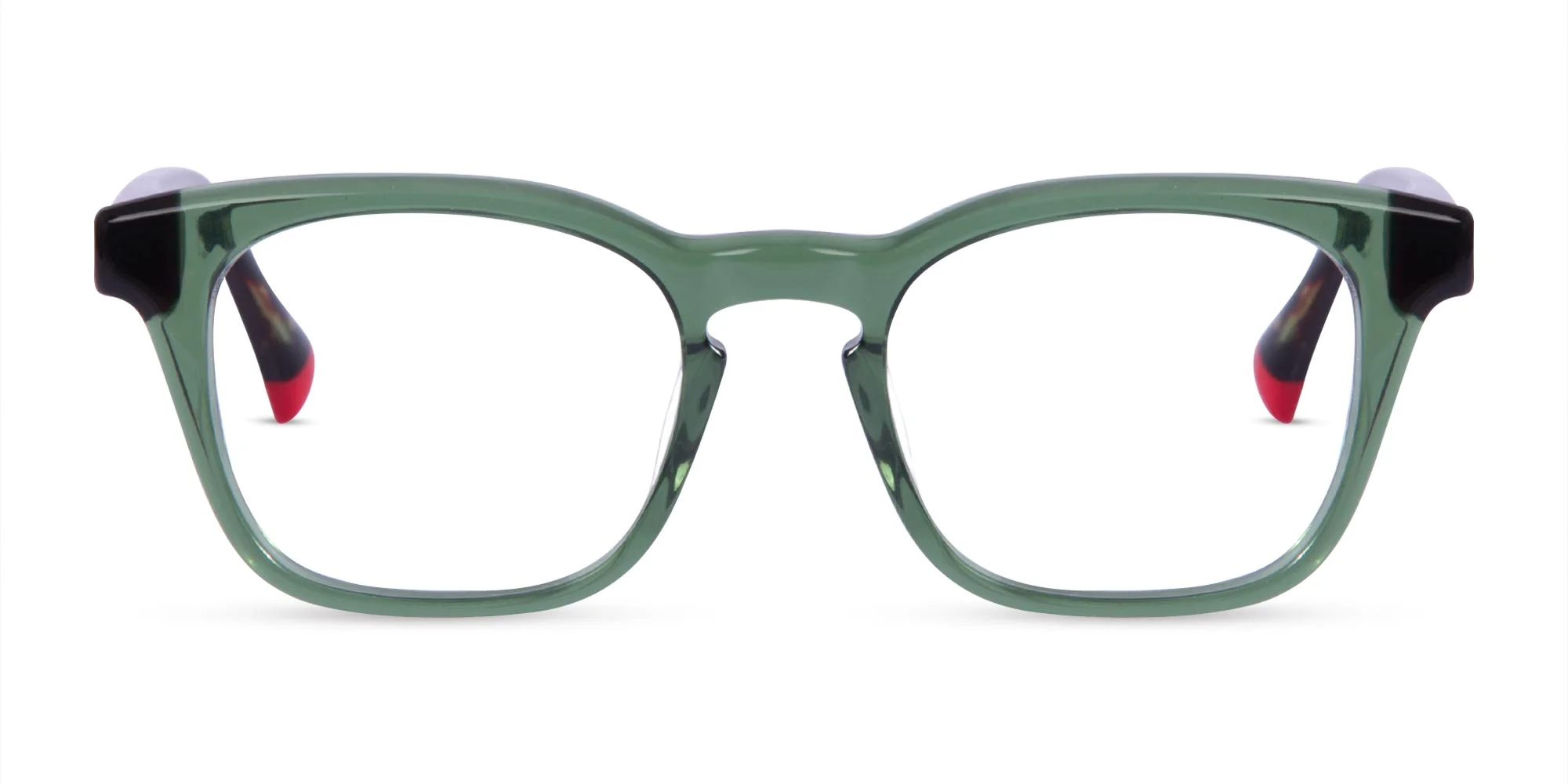 Crystal Olive Green Square Glasses-1