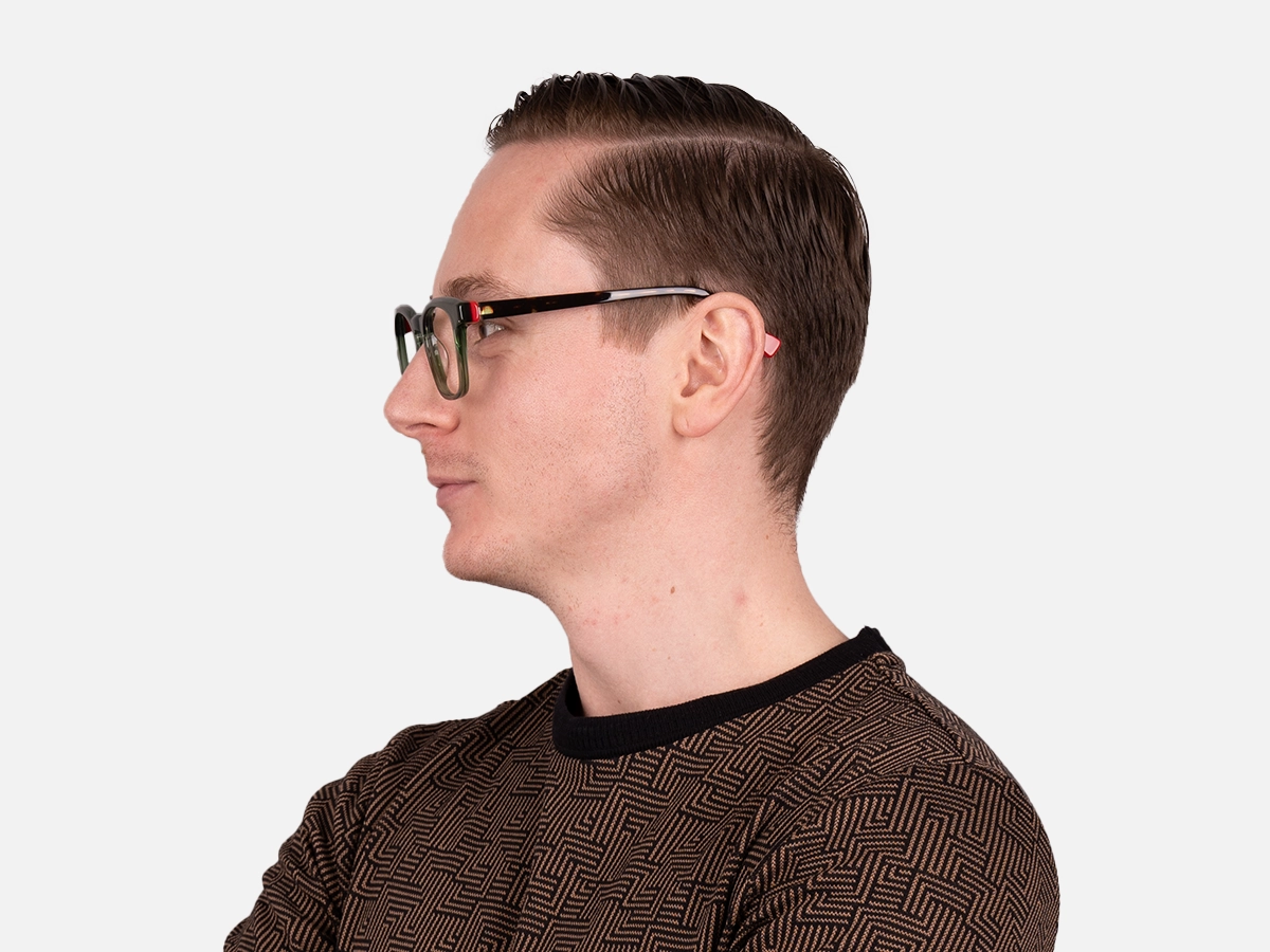 Crystal Olive Green Square Glasses-41