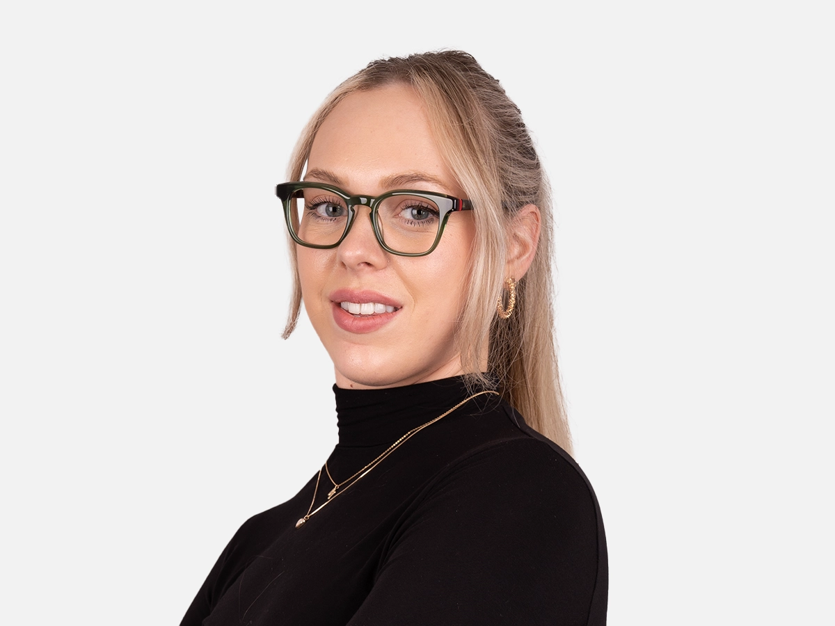 Crystal Olive Green Square Glasses-55