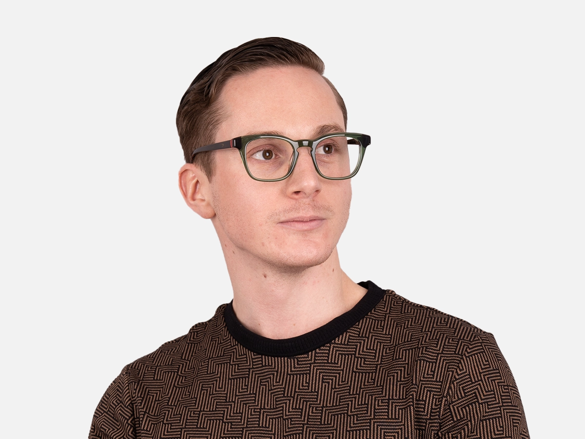 Crystal Olive Green Square Glasses-43