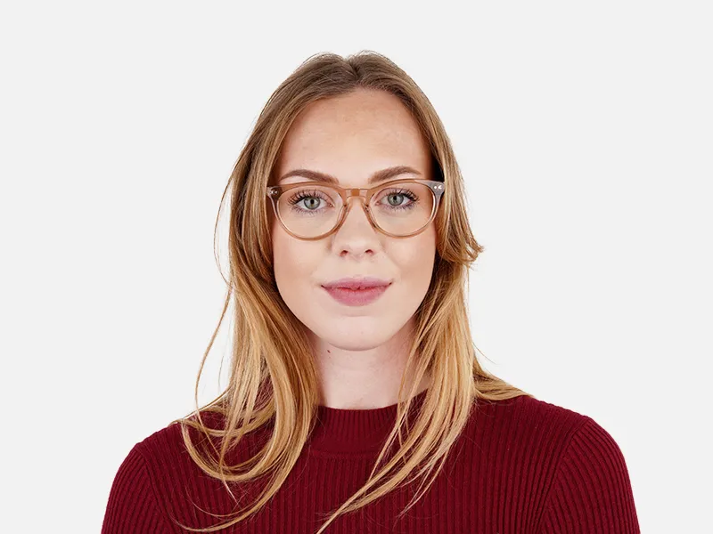 transparent brown round full rim glasses frames-2