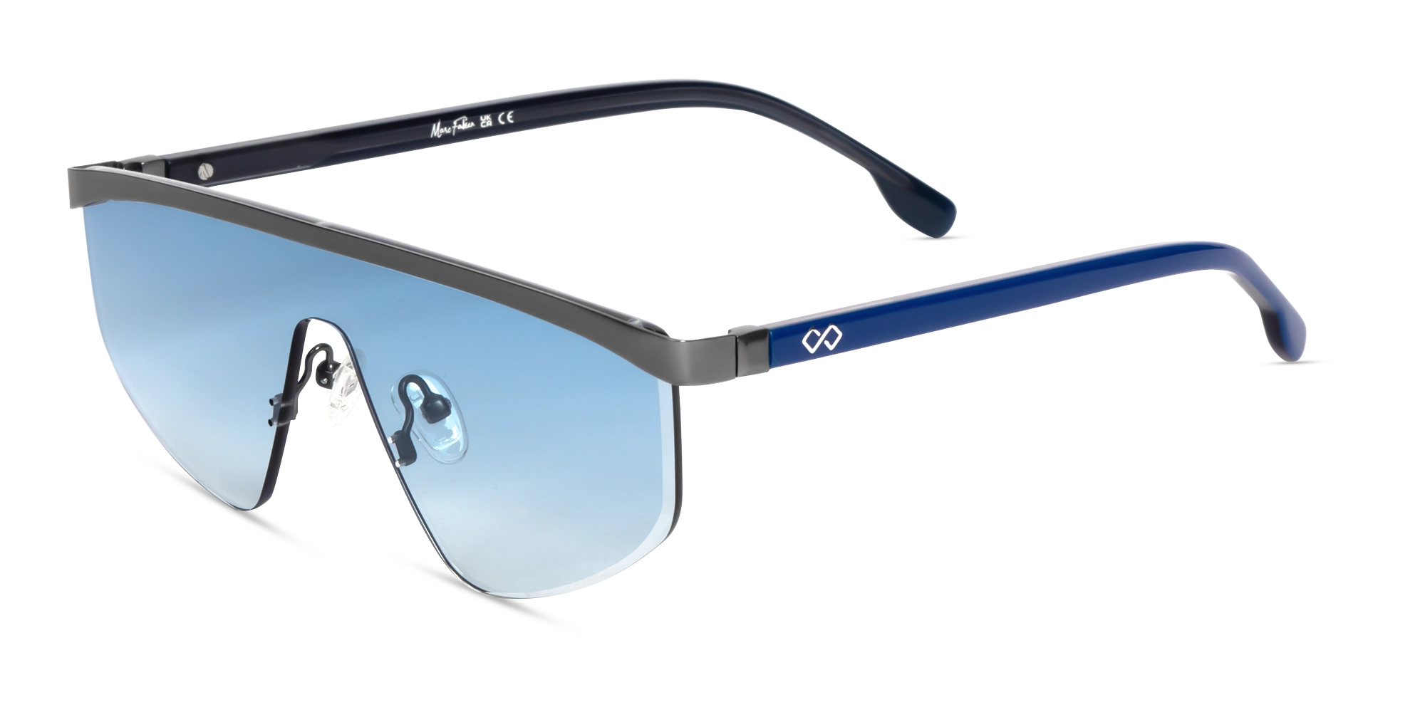 Geometric Blue Gradient Tint Sunglasses-3