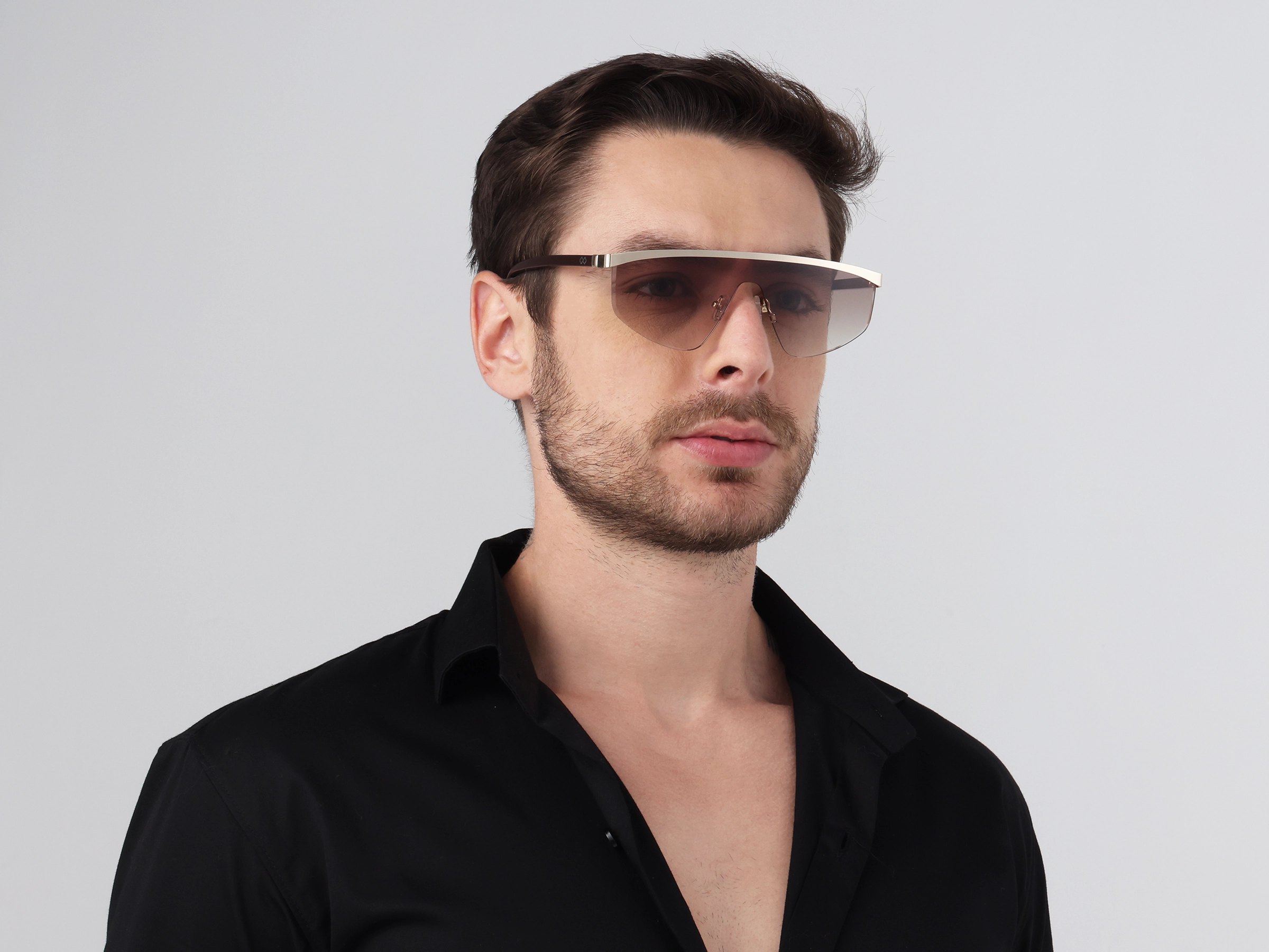 Metal Geometric Brown Gradient Tint Sunglasses