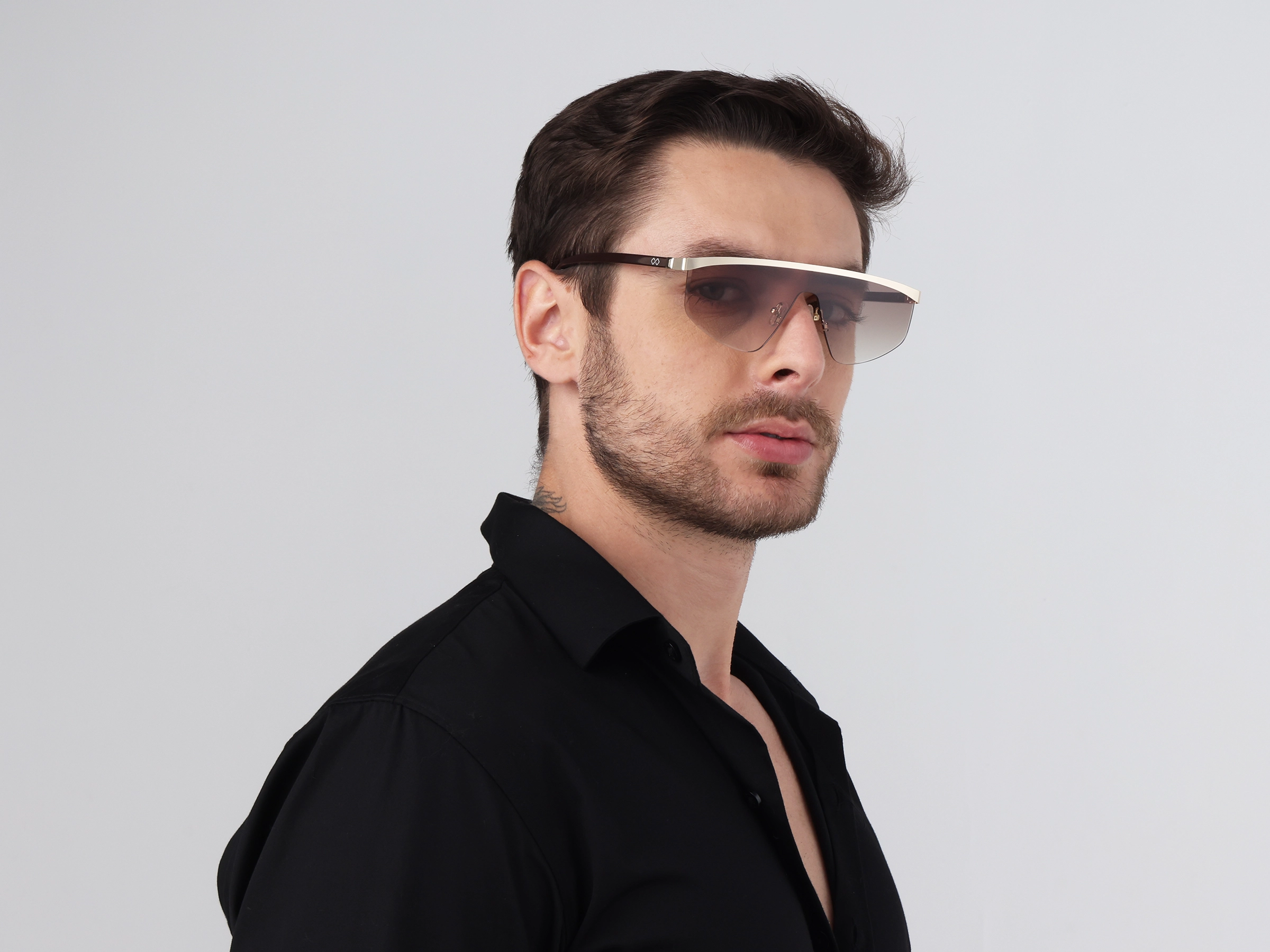 Metal Geometric Brown Gradient Tint Sunglasses