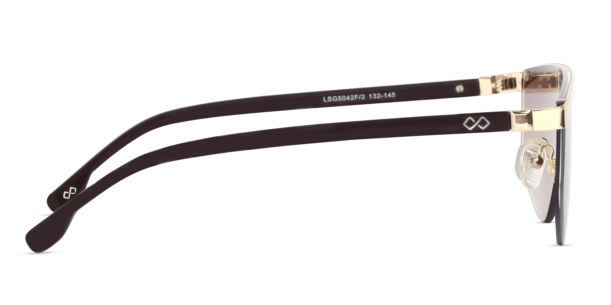 Metal Geometric Brown Gradient Tint Sunglasses -4