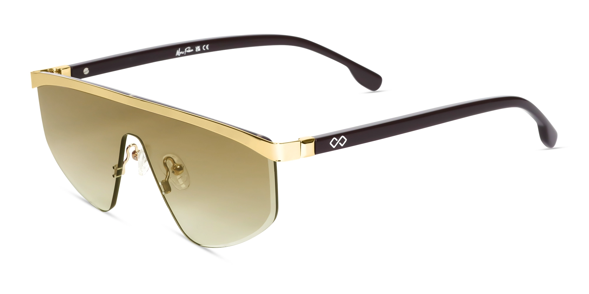 Metal Geometric Brown Gradient Tint Sunglasses -3 Metal Geometric Brown Gradient Tint Sunglasses -3