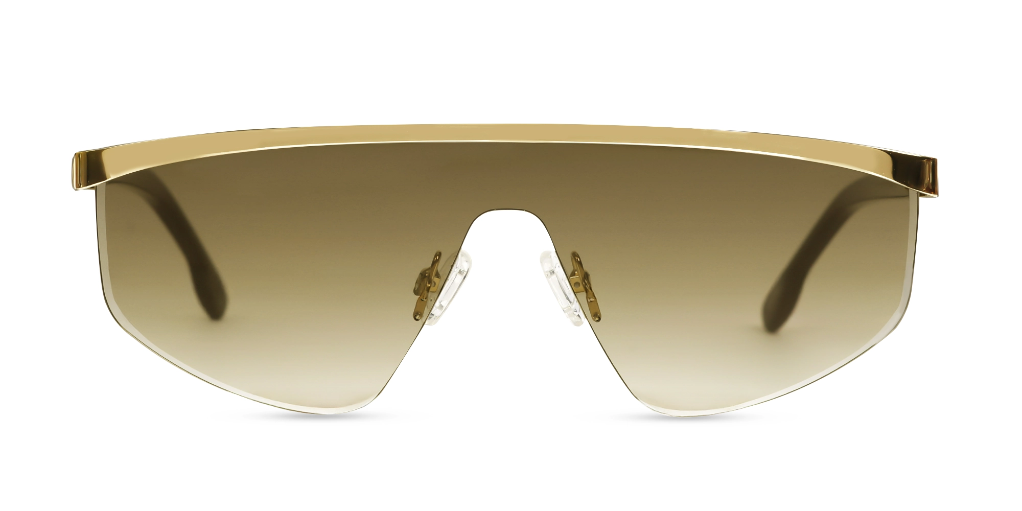 Metal Geometric Brown Gradient Tint Sunglasses -1 Metal Geometric Brown Gradient Tint Sunglasses -1