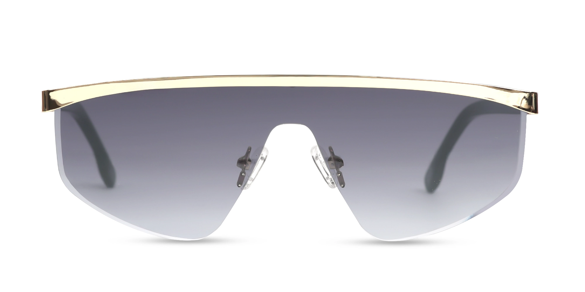 Metal Geometric Dark Grey Gradient Tint Sunglasses-1