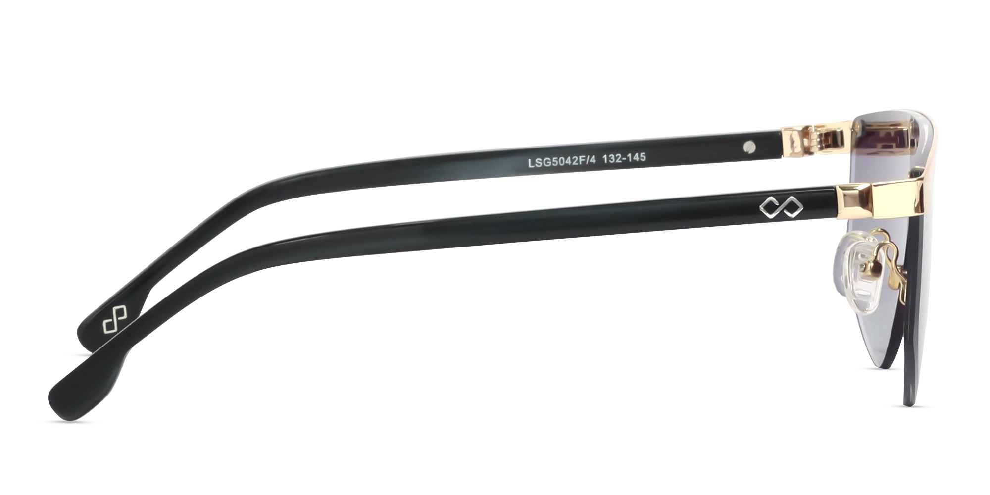 Metal Geometric Dark Grey Gradient Tint Sunglasses-4