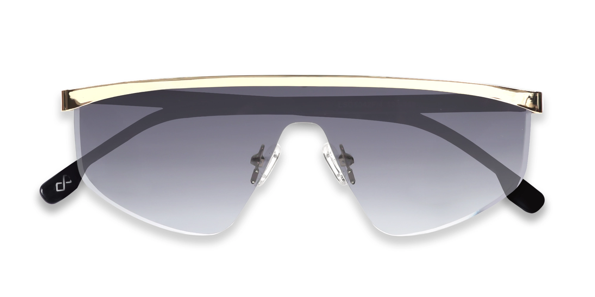 Metal Geometric Dark Grey Gradient Tint Sunglasses-6