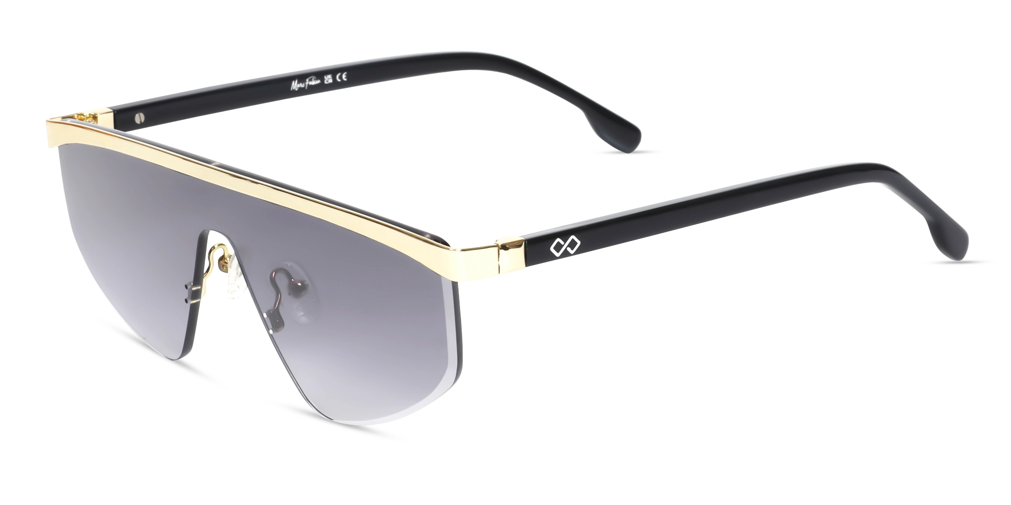 Metal Geometric Dark Grey Gradient Tint Sunglasses-3