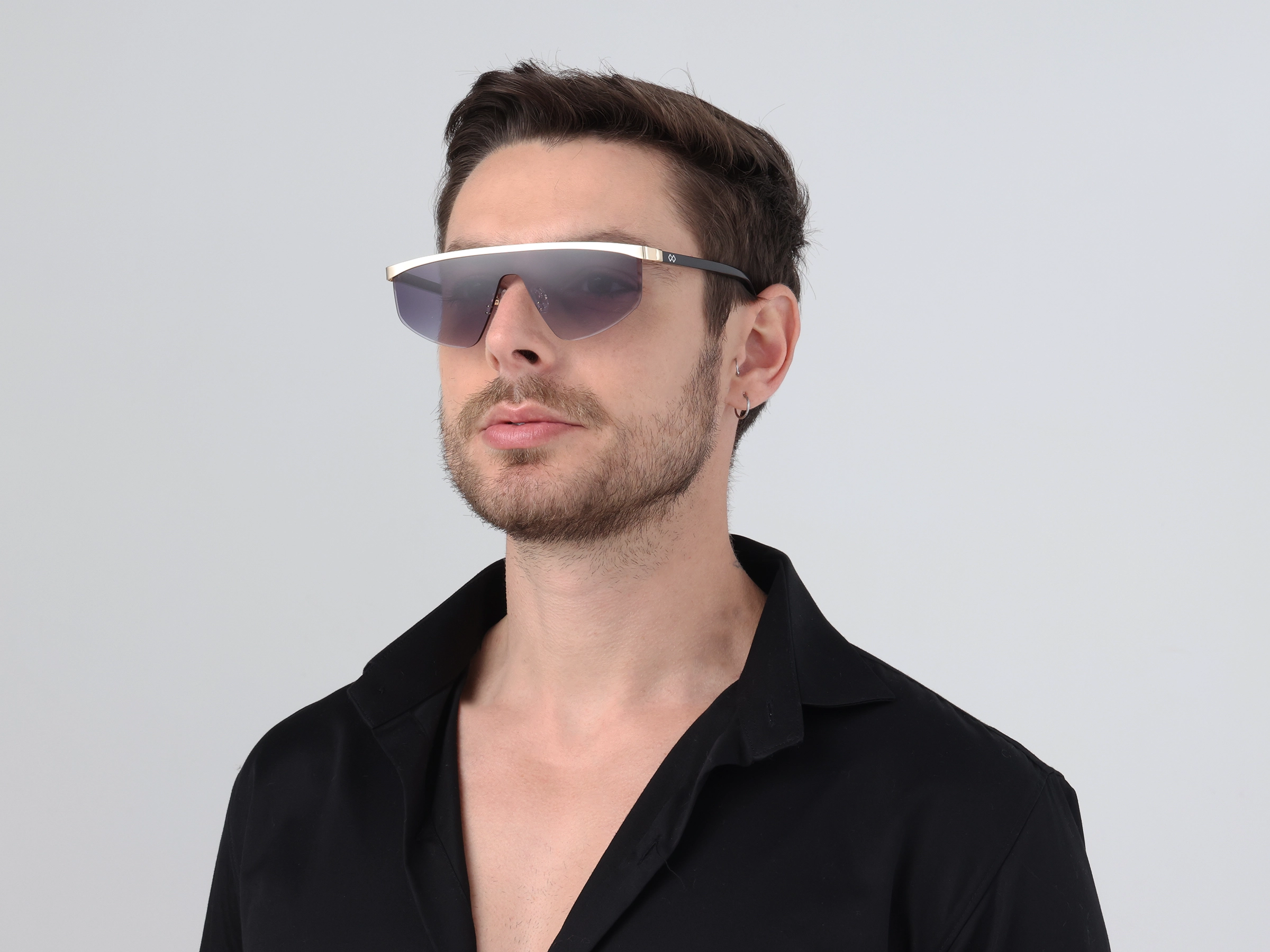 Metal Geometric Dark Grey Gradient Tint Sunglasses