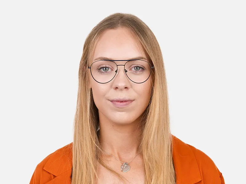Black Flat Bridge Metal Pilot Glasses - 2