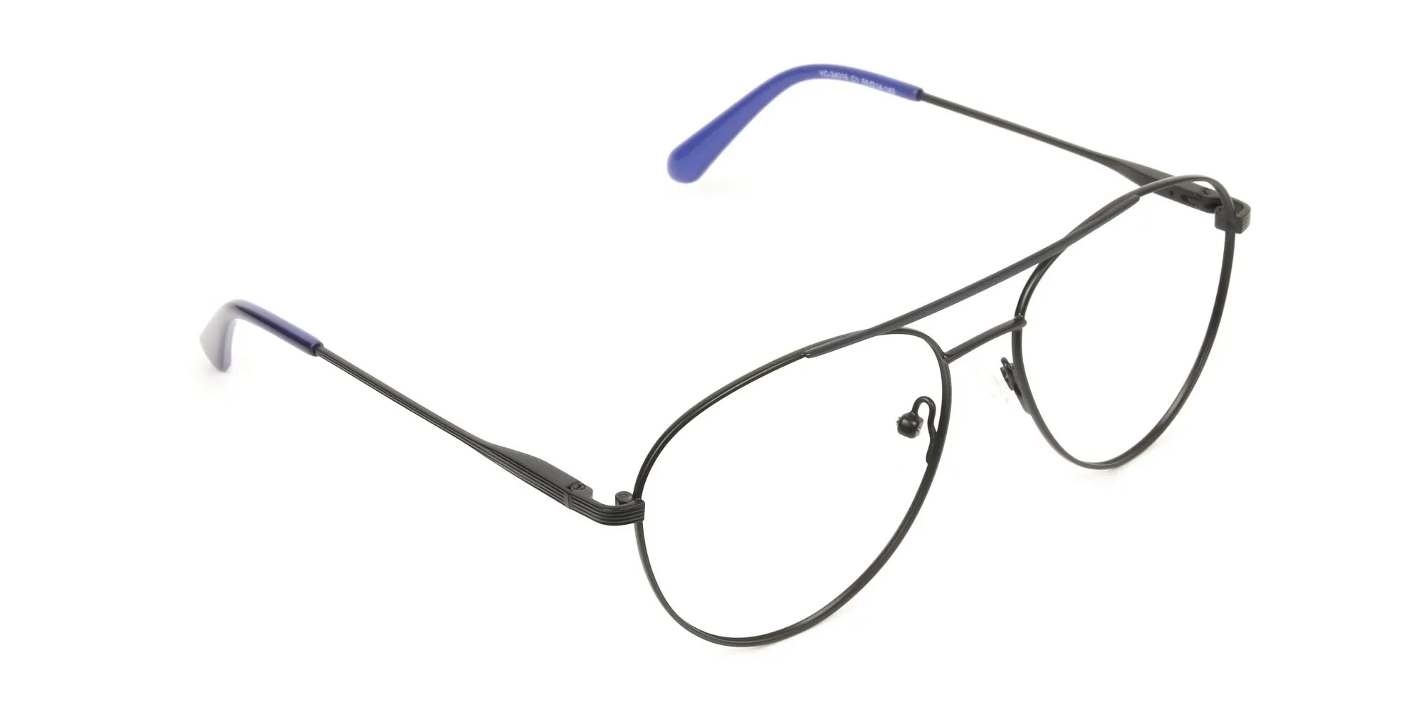 Black Flat Bridge Metal Pilot Glasses - 2