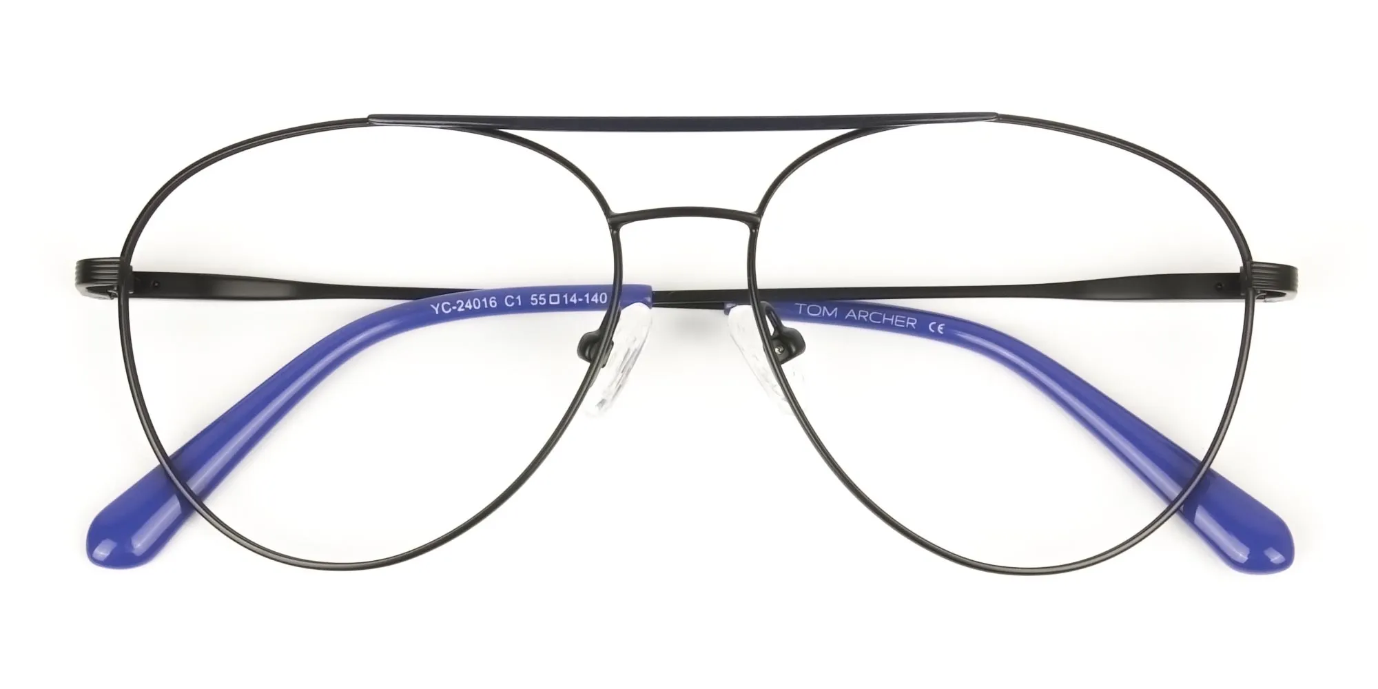 Black Flat Bridge Metal Pilot Glasses - 2