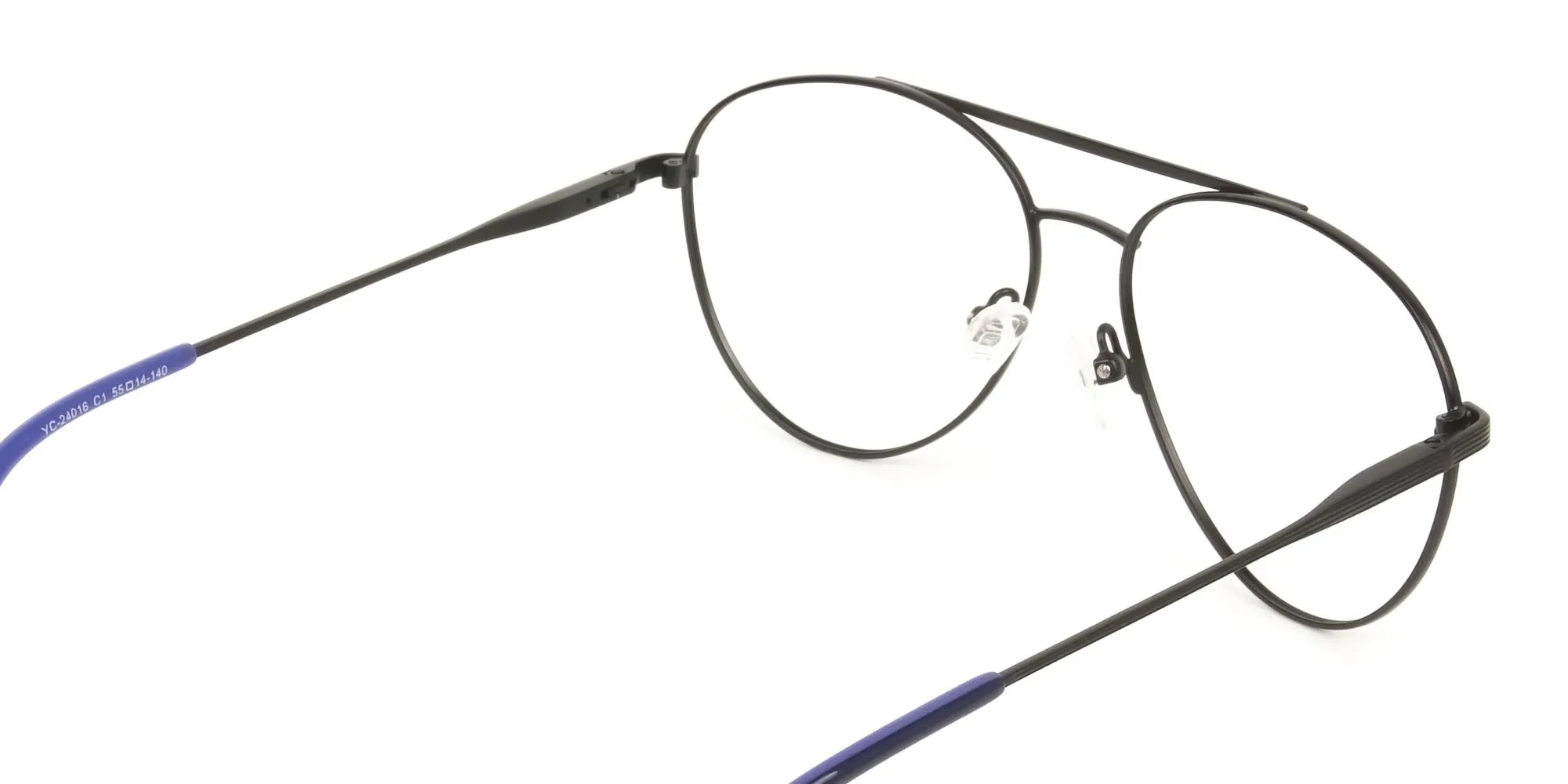 Black Flat Bridge Metal Pilot Glasses - 2