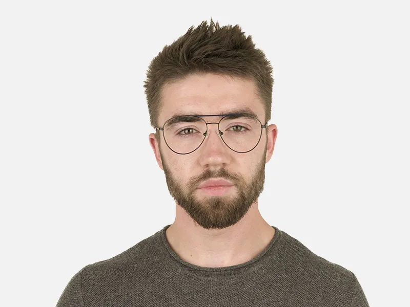 Black Flat Bridge Metal Pilot Glasses - 2