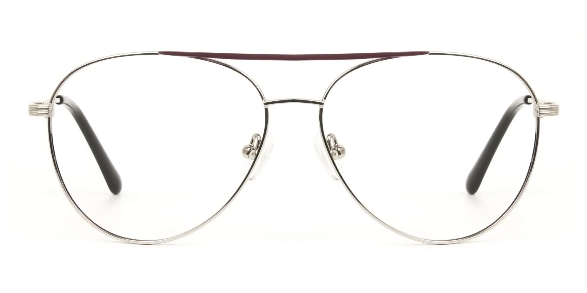 Silver and Brown Flat Bridge Pilot Glasses - 2 Silver and Brown Flat Bridge Pilot Glasses - 2