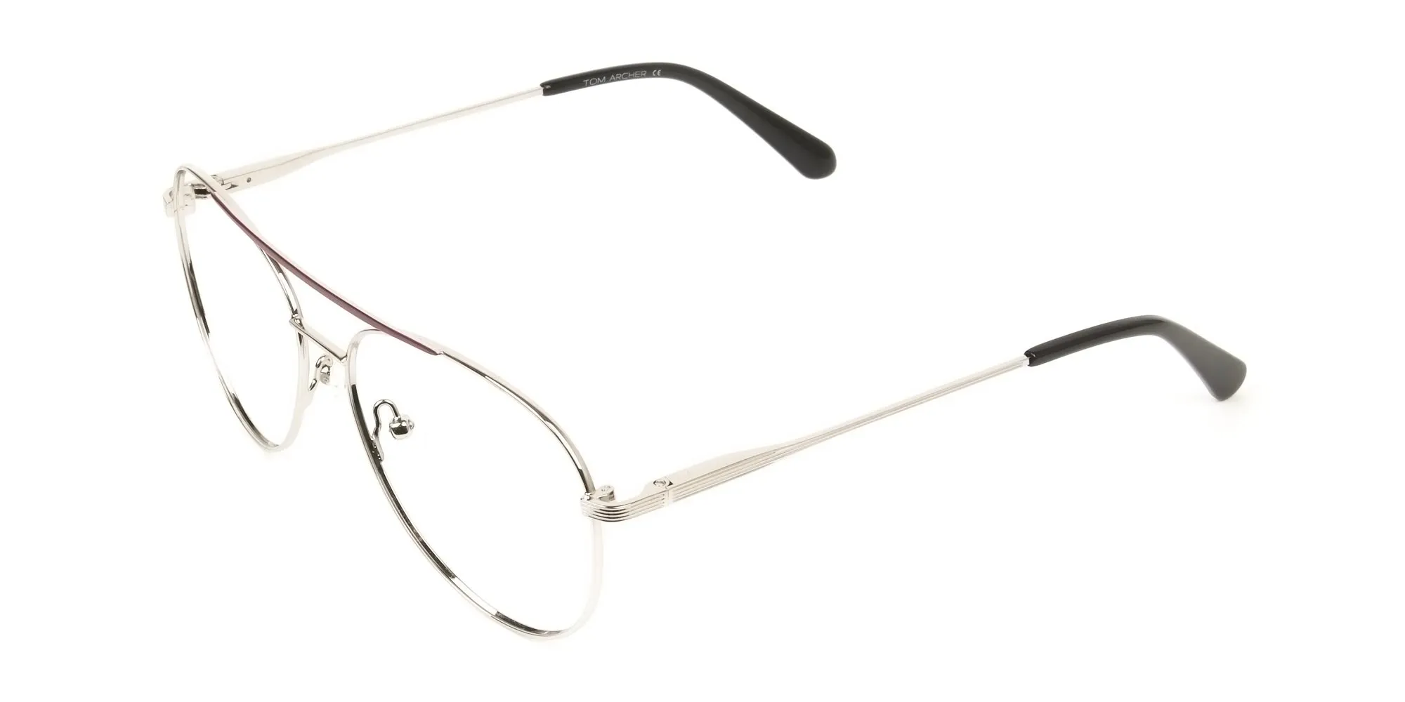 Silver and Brown Flat Bridge Pilot Glasses - 2 Silver and Brown Flat Bridge Pilot Glasses - 2