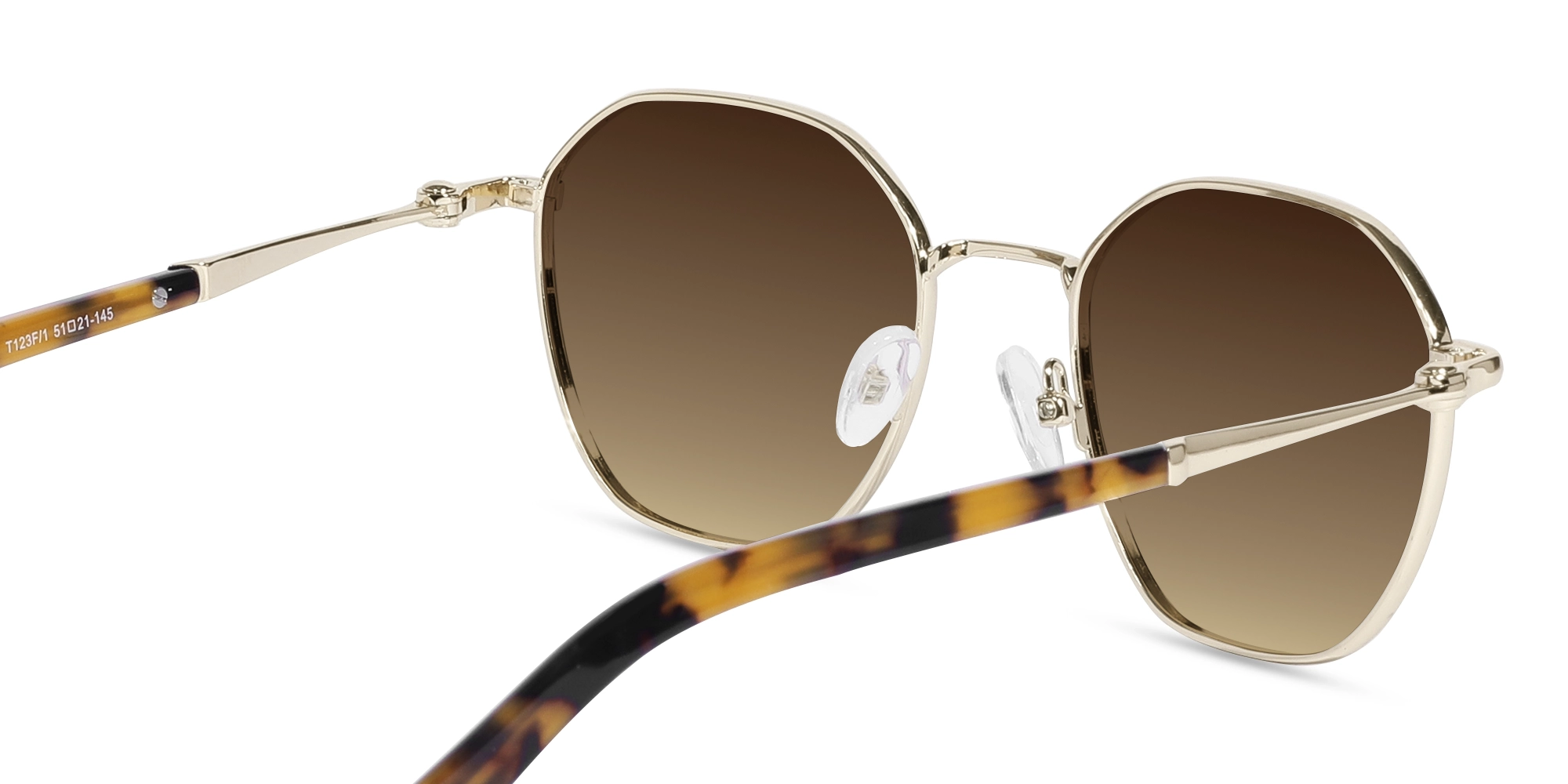 Brown Gradient Tint Geometric Sunglasses -5