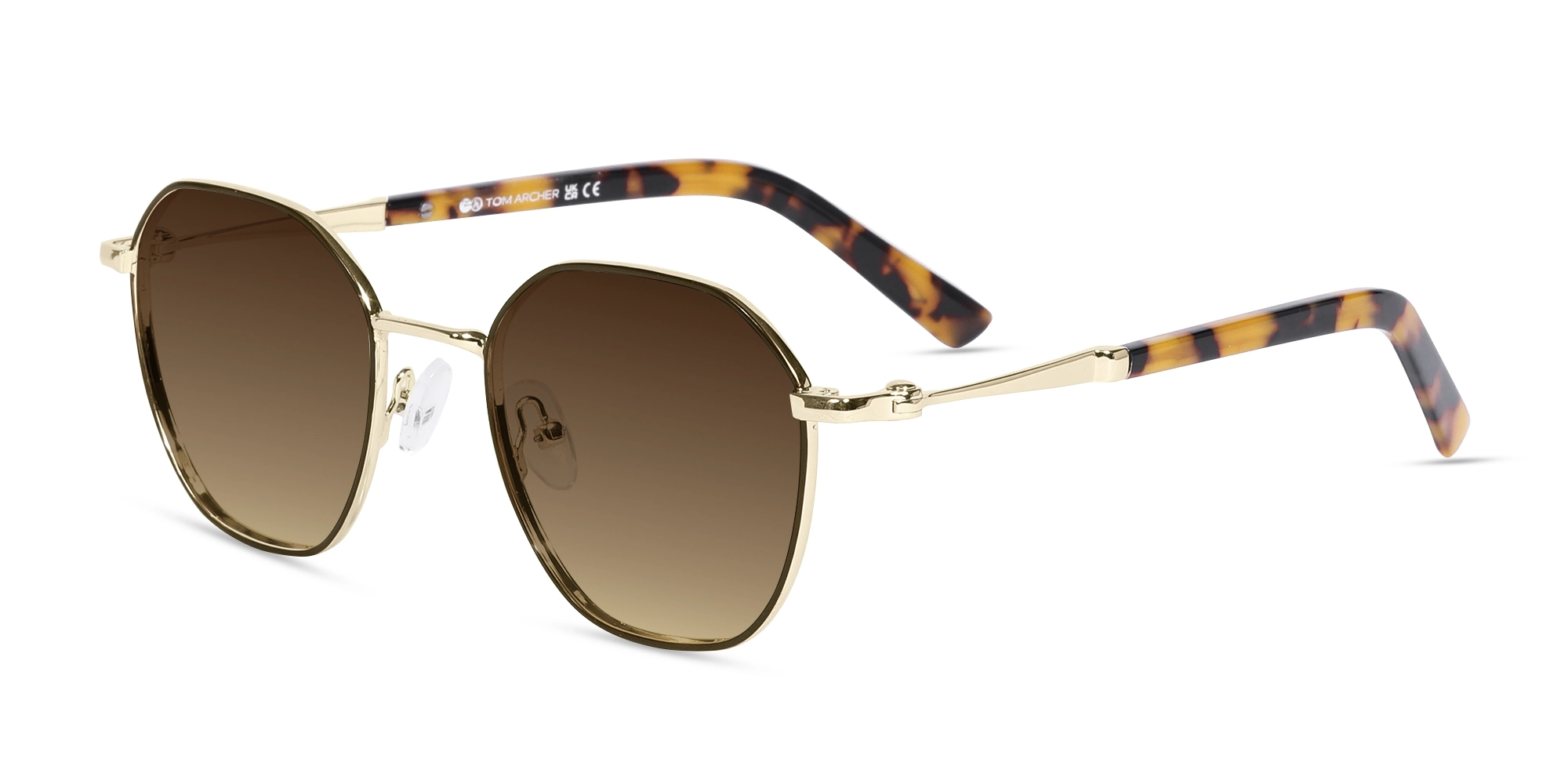 Brown Gradient Tint Geometric Sunglasses -3