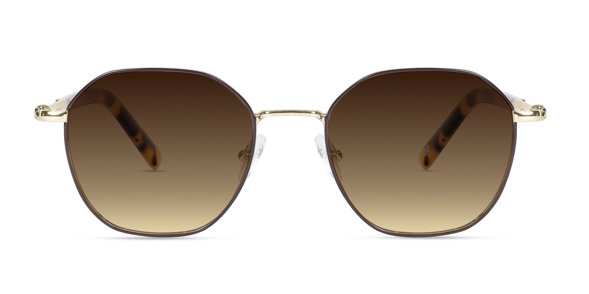 Brown Gradient Tint Geometric Sunglasses -1
