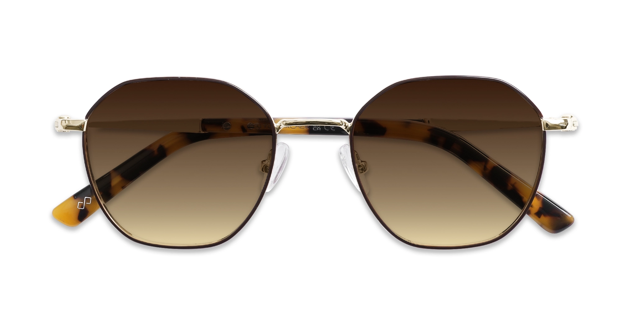 Brown Gradient Tint Geometric Sunglasses -6