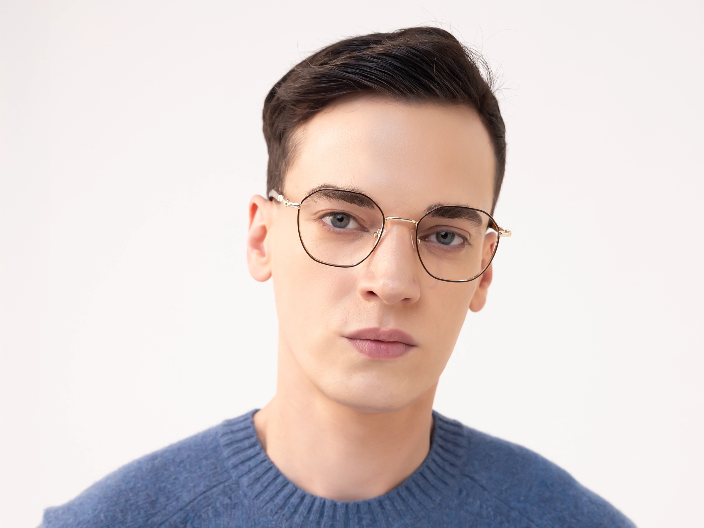 Brown & Gold Titanium Eyeglasses-