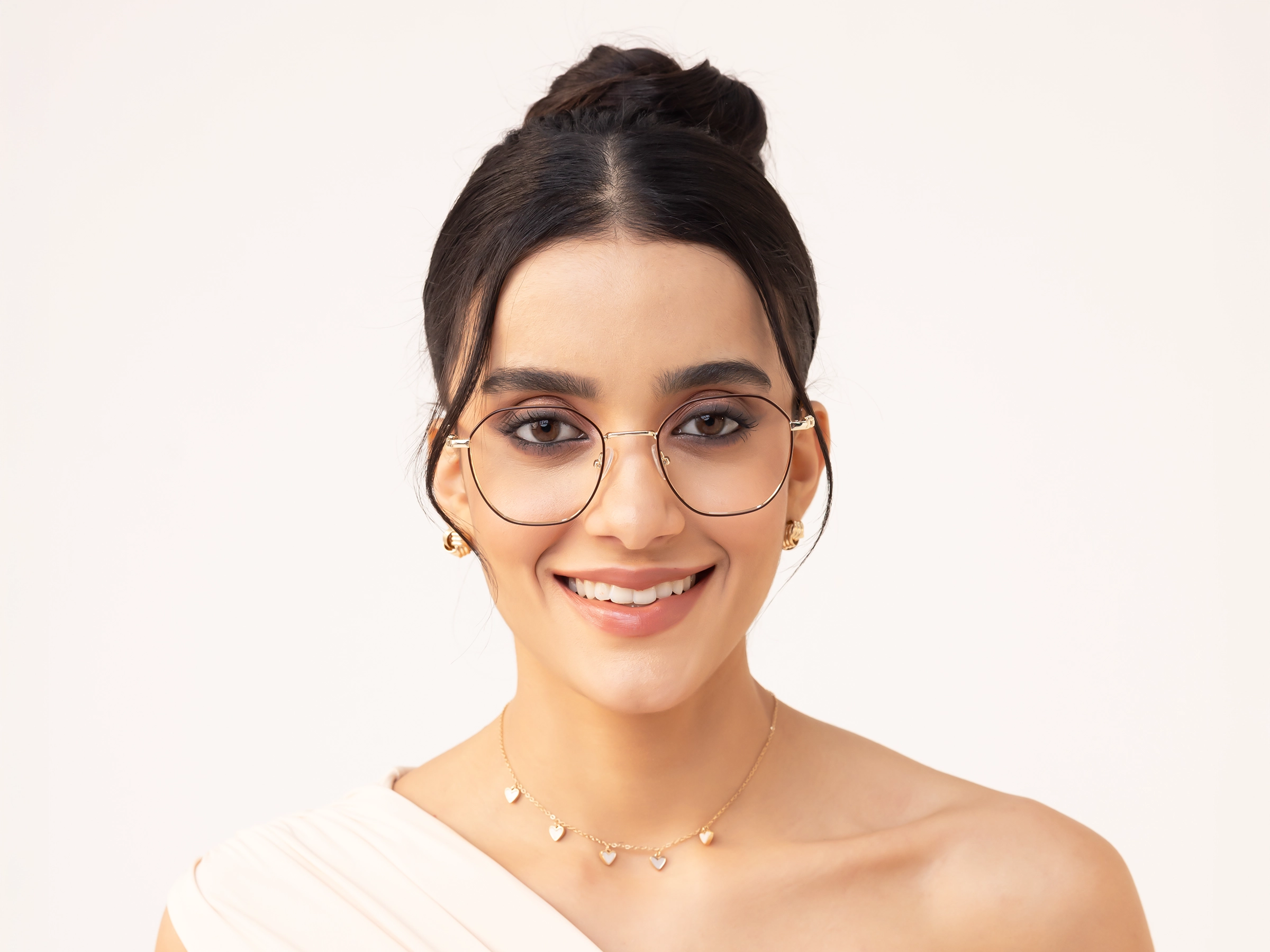 Brown & Gold Titanium Eyeglasses-