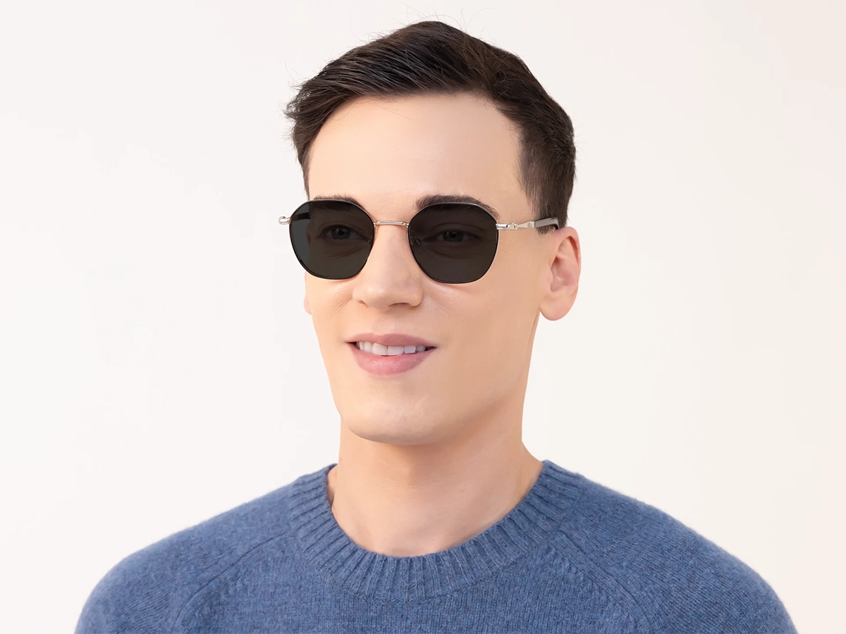 Geometric Metal Frame With Dark Grey Tint Sunglasses-1