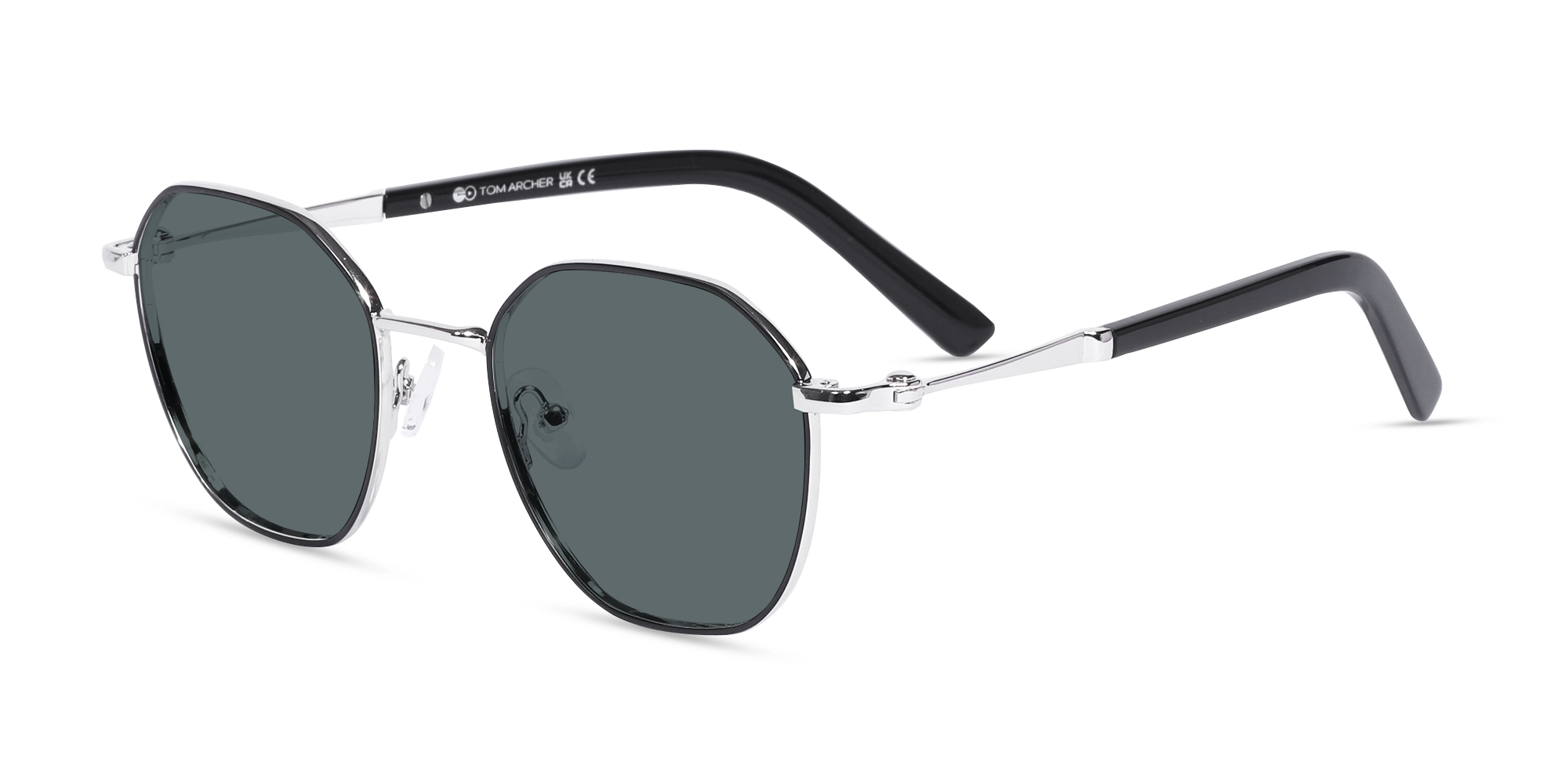Geometric Metal Frame With Dark Grey Tint Sunglasses-3