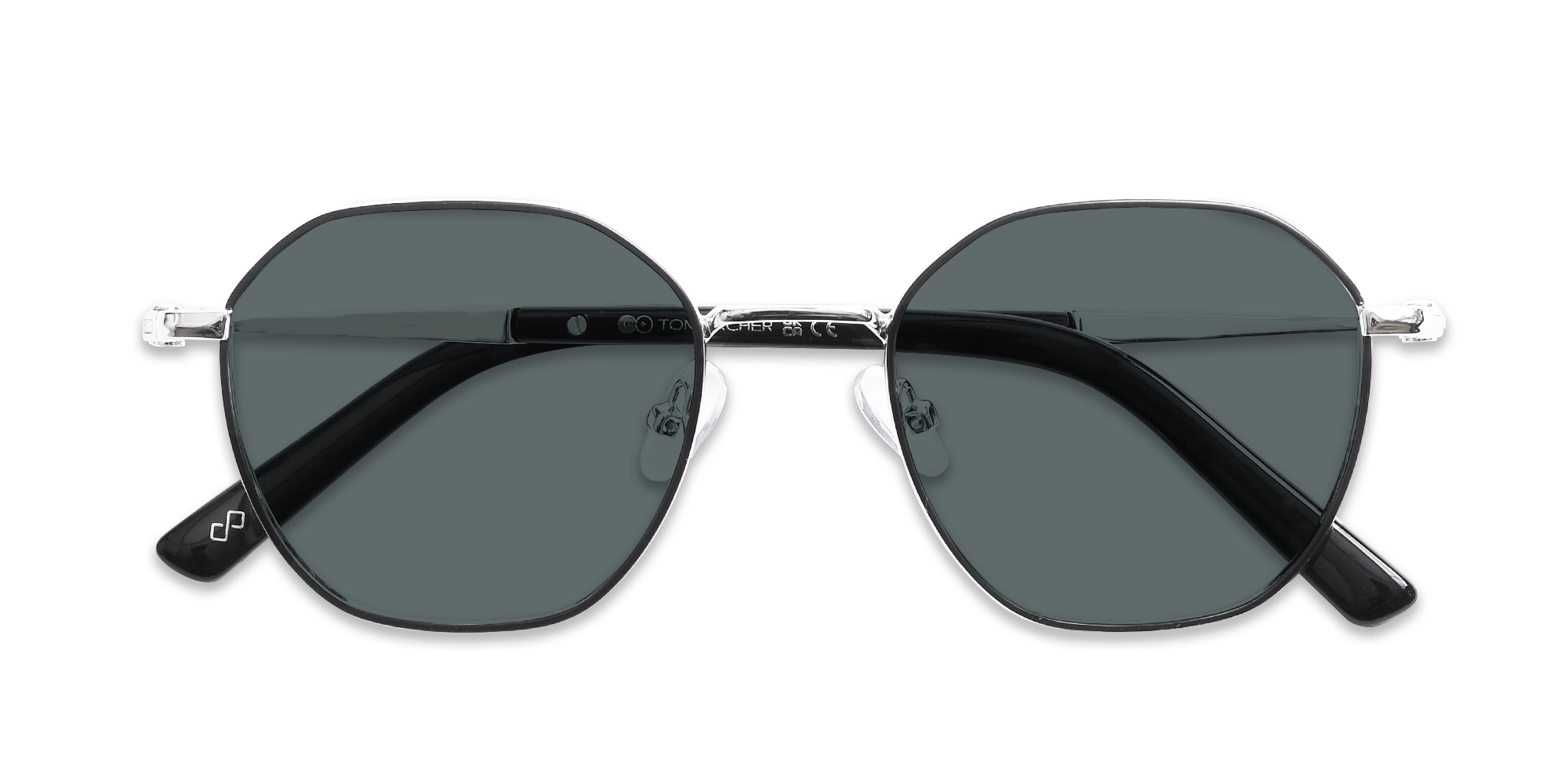 Geometric Metal Frame With Dark Grey Tint Sunglasses-6