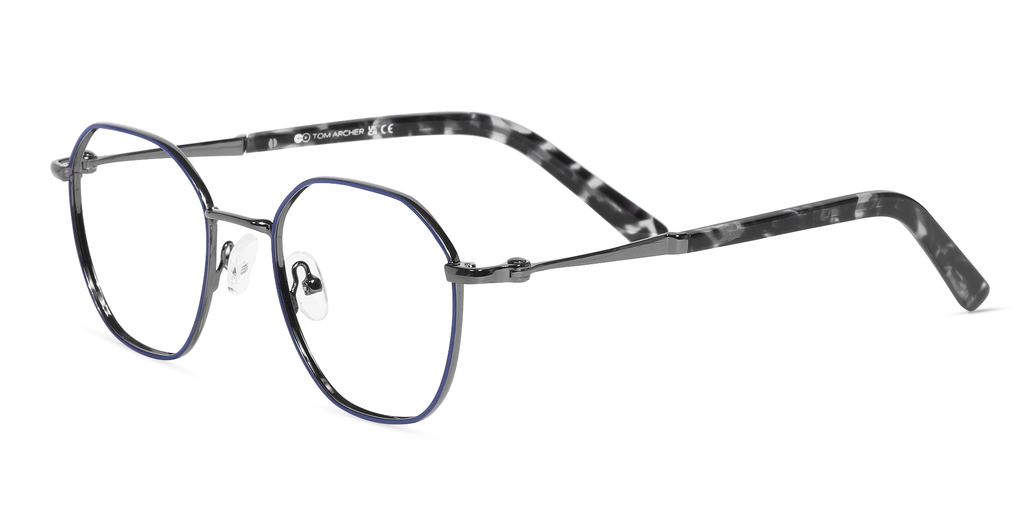 Gunmetal & Blue Titanium Metal Eyeglasses-3 Gunmetal & Blue Titanium Metal Eyeglasses-3