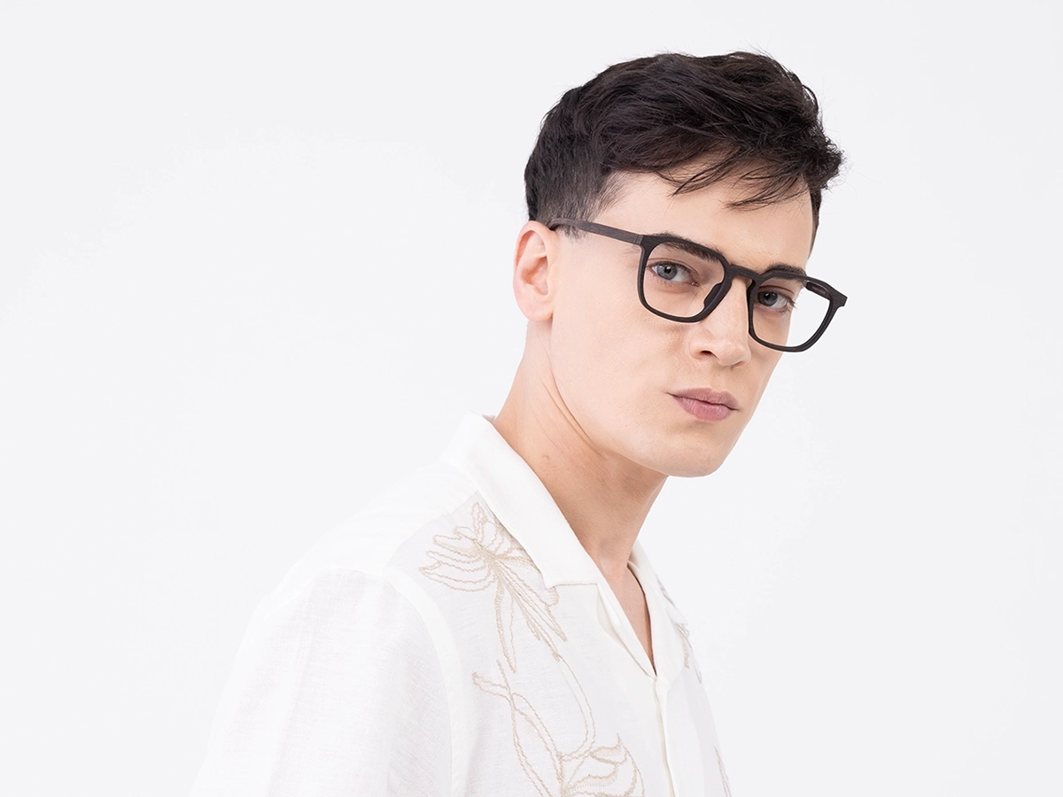 Ebony Wooden Square Glasses 42