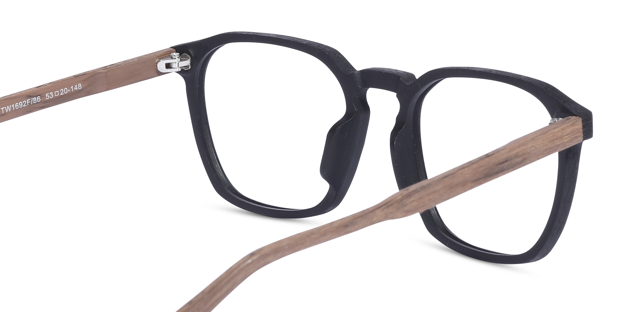 Black Wooden Square Full Rim Glasses 5