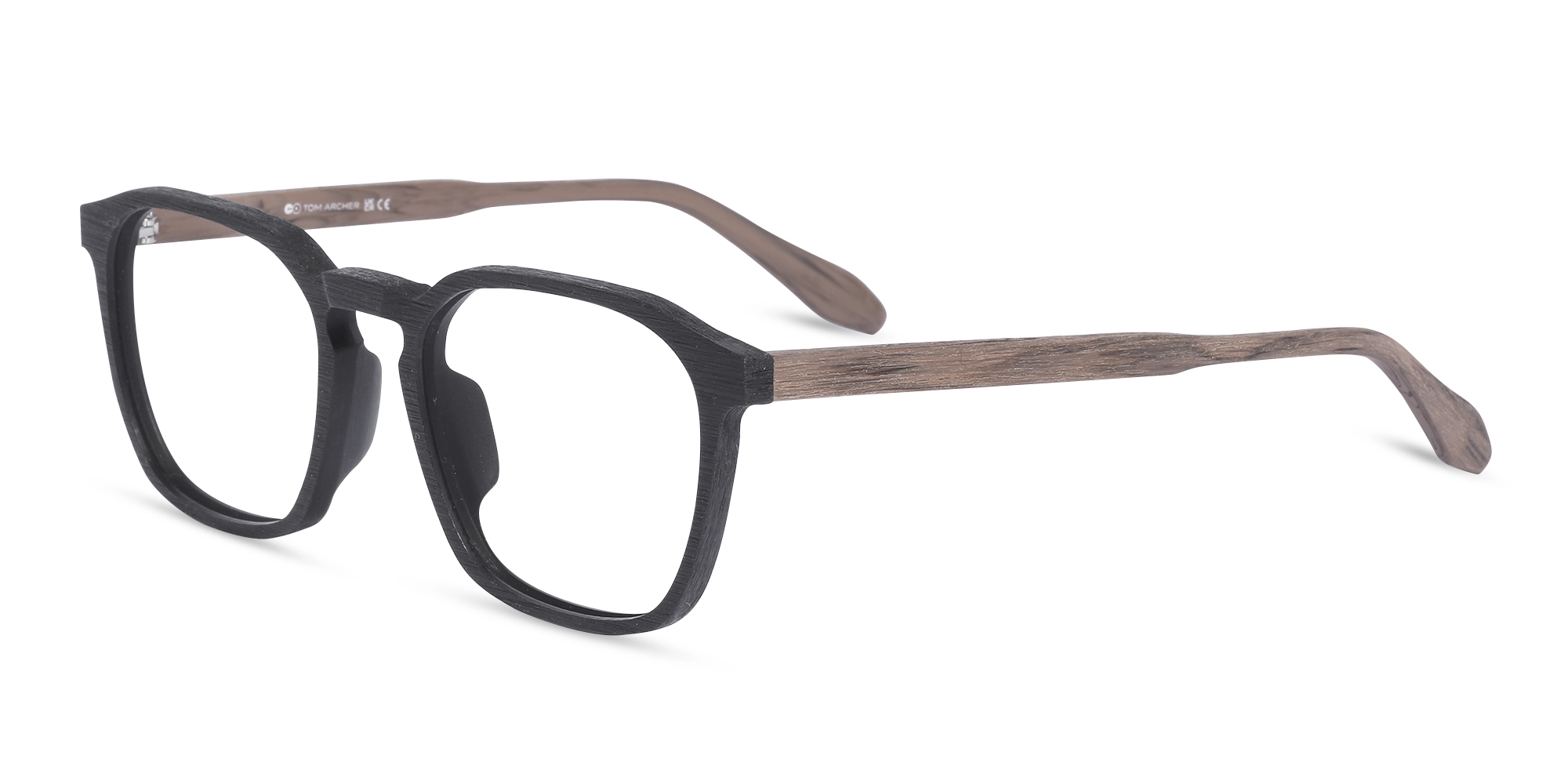 Black Wooden Square Full Rim Glasses 3